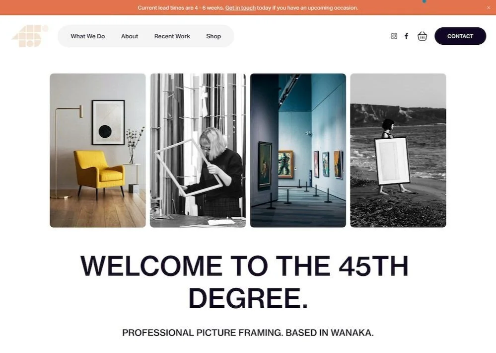 Website for custom picture framing services in Wanaka