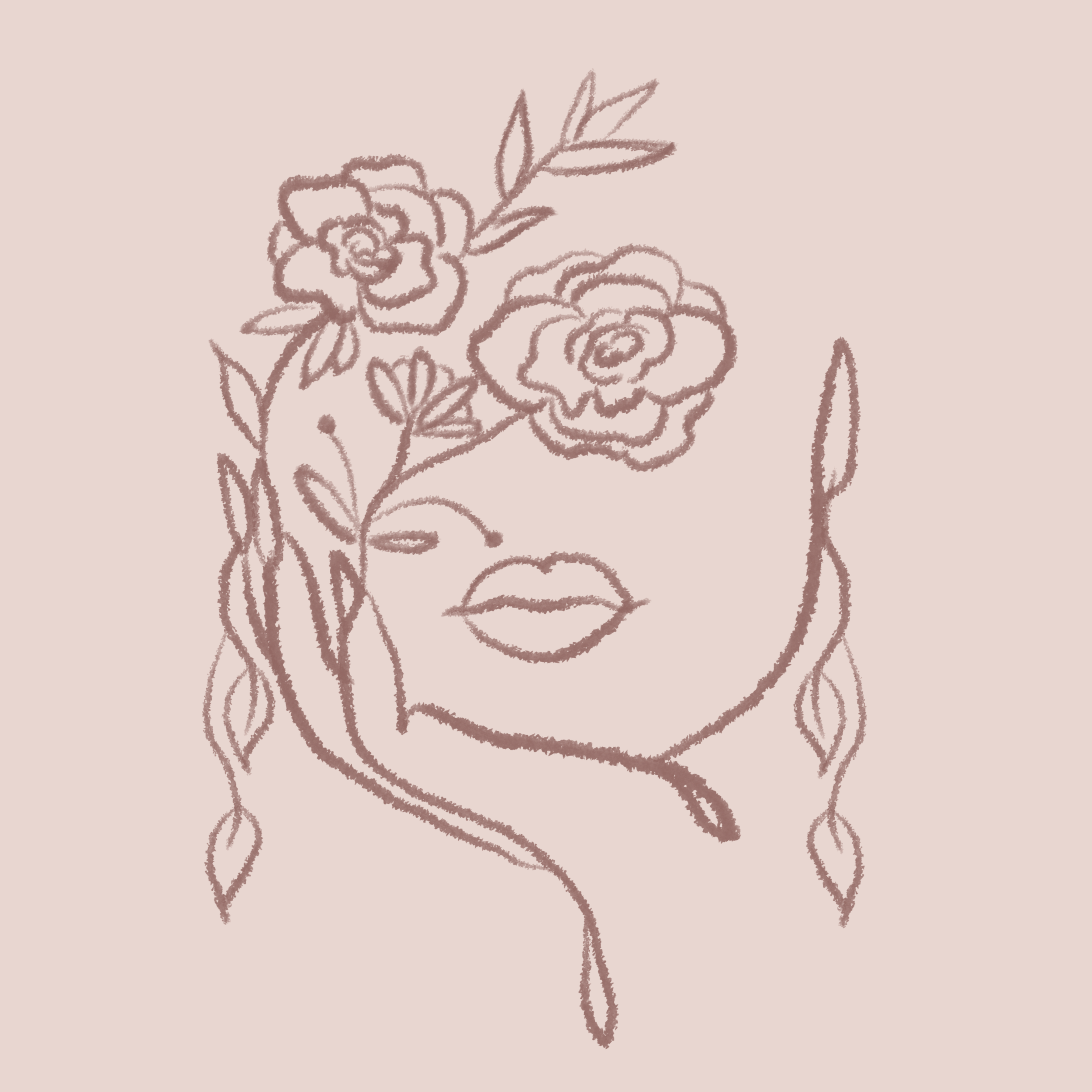 Floral face in mauve 1