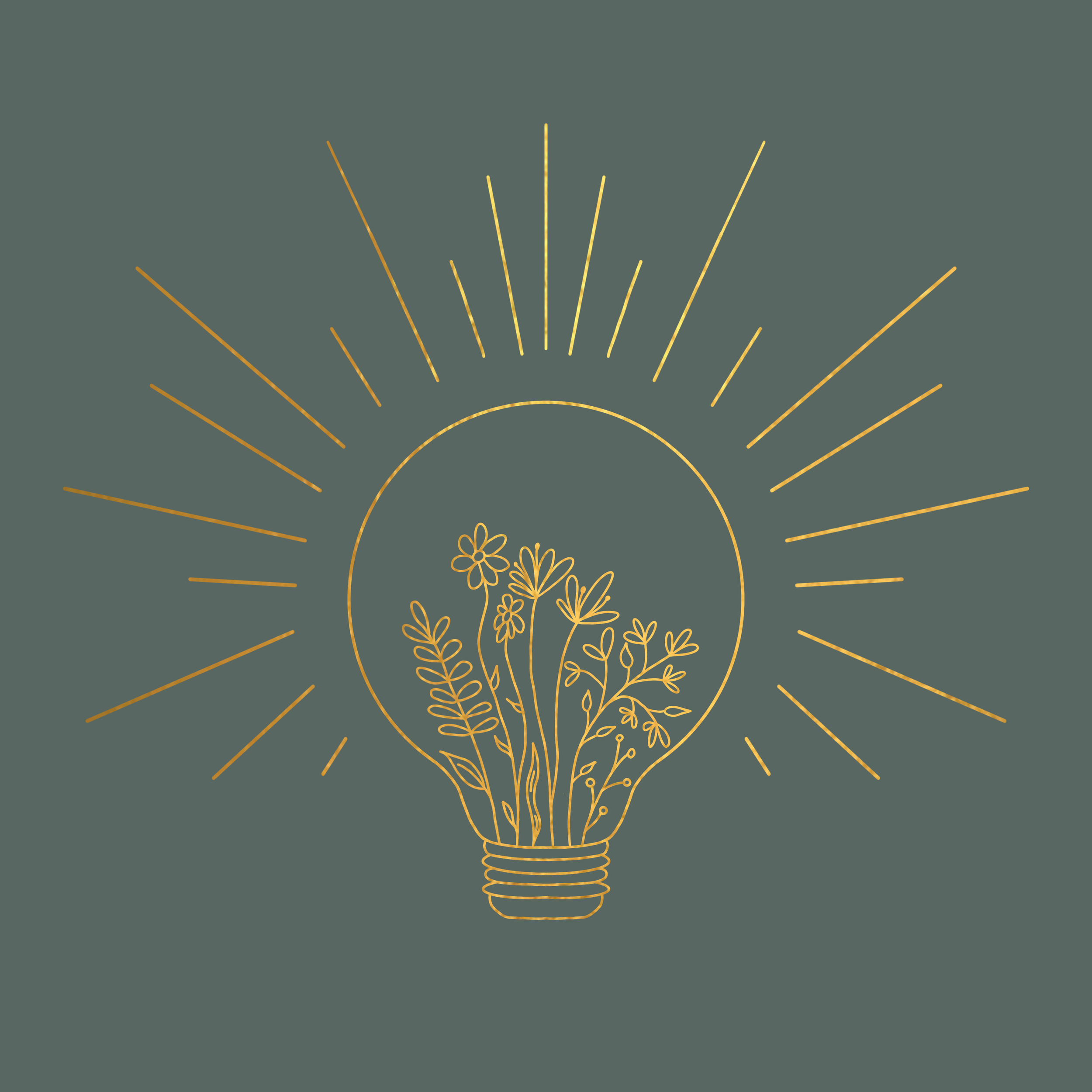 Gold foil floral light bulb