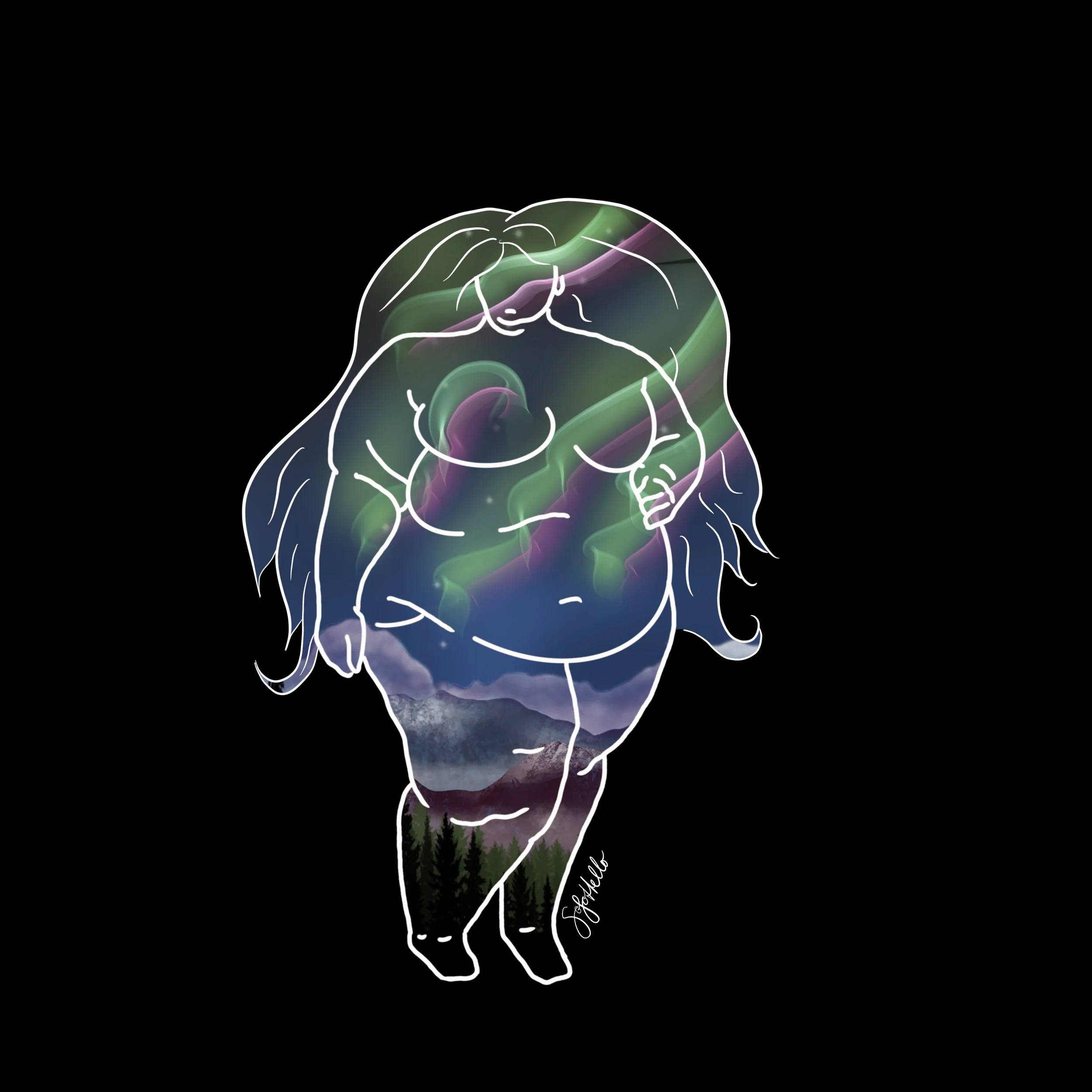 Mother Nature Northern Lights on black