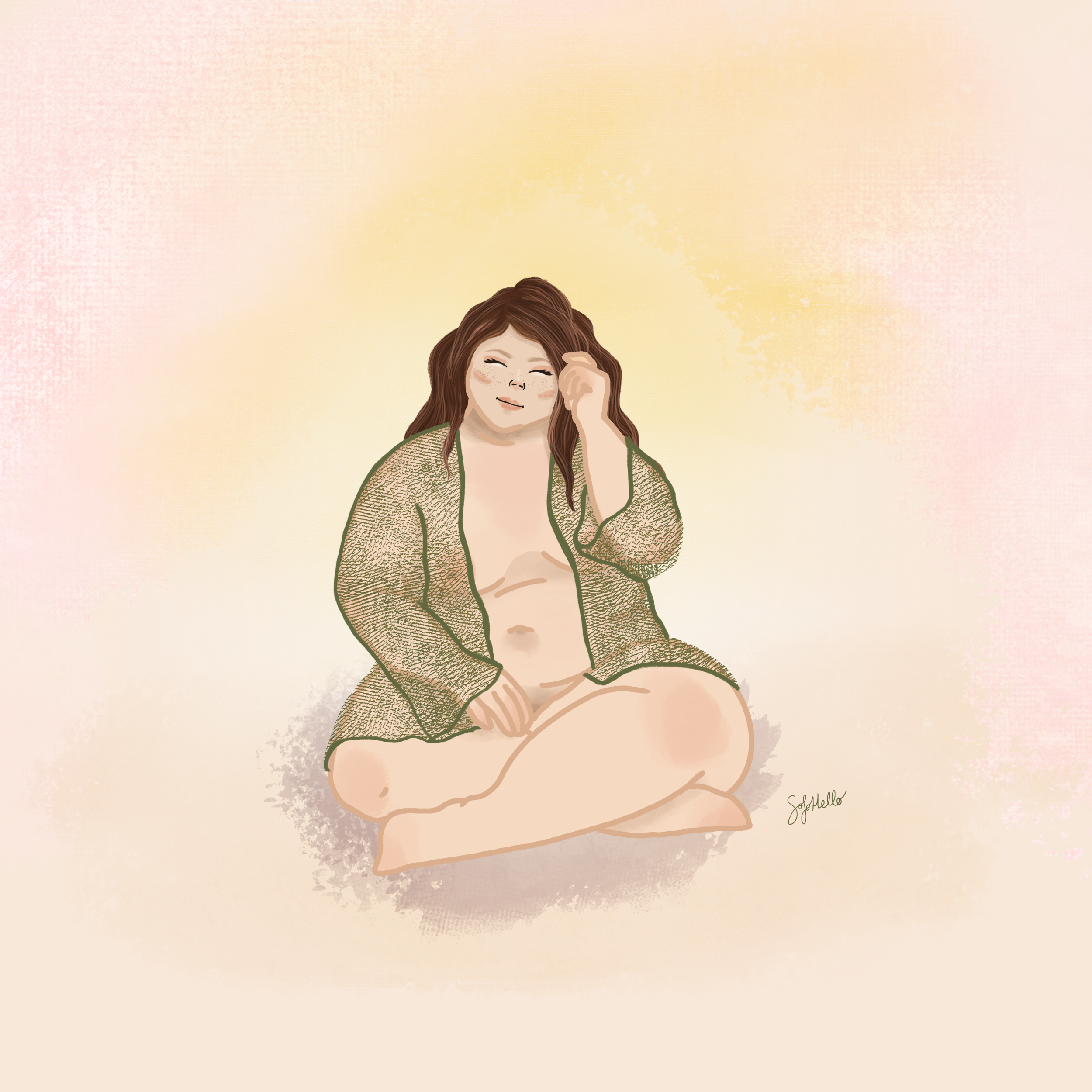 Sheer Robe Autumnal Babe (creamy peach background)