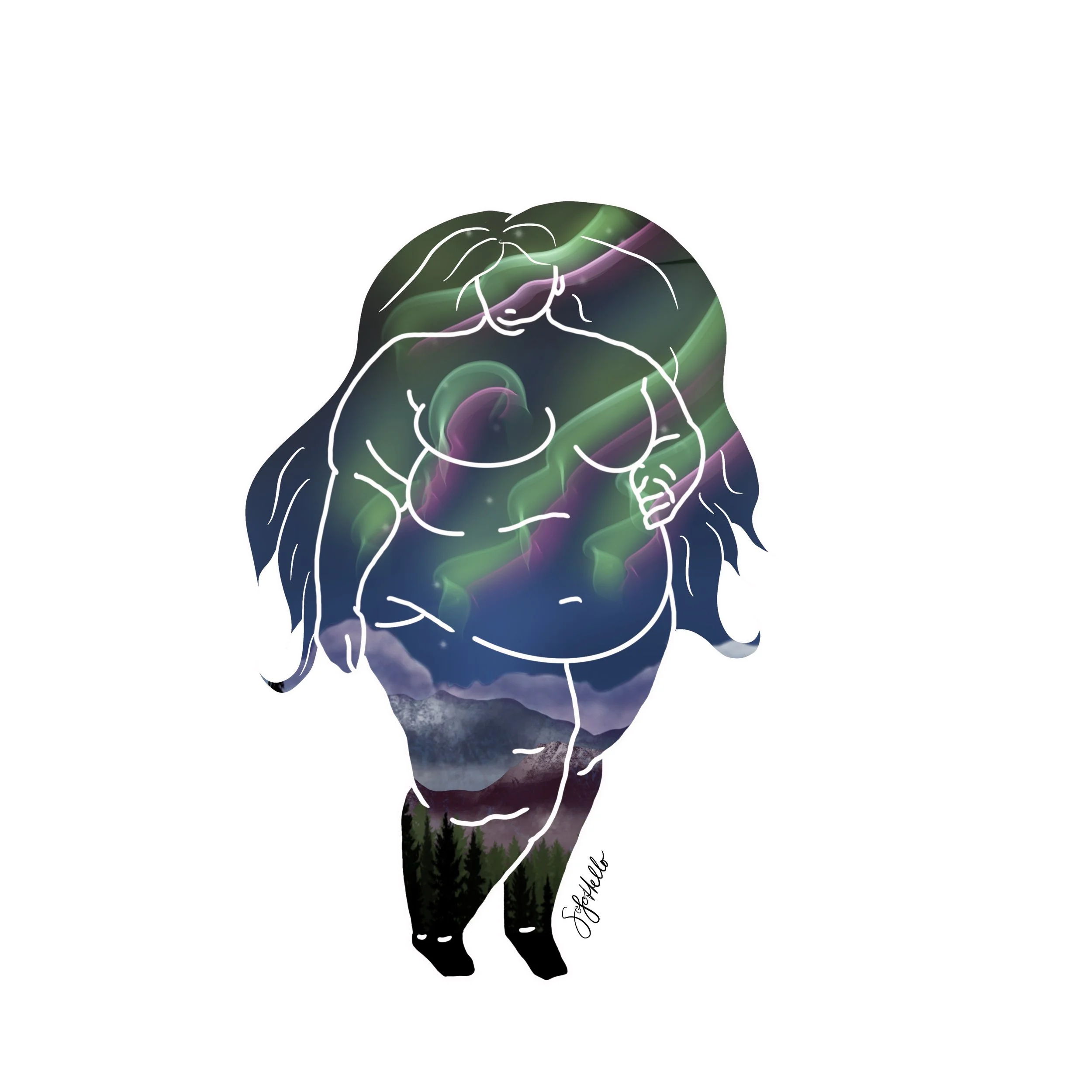 Mother Nature Northern Lights on white