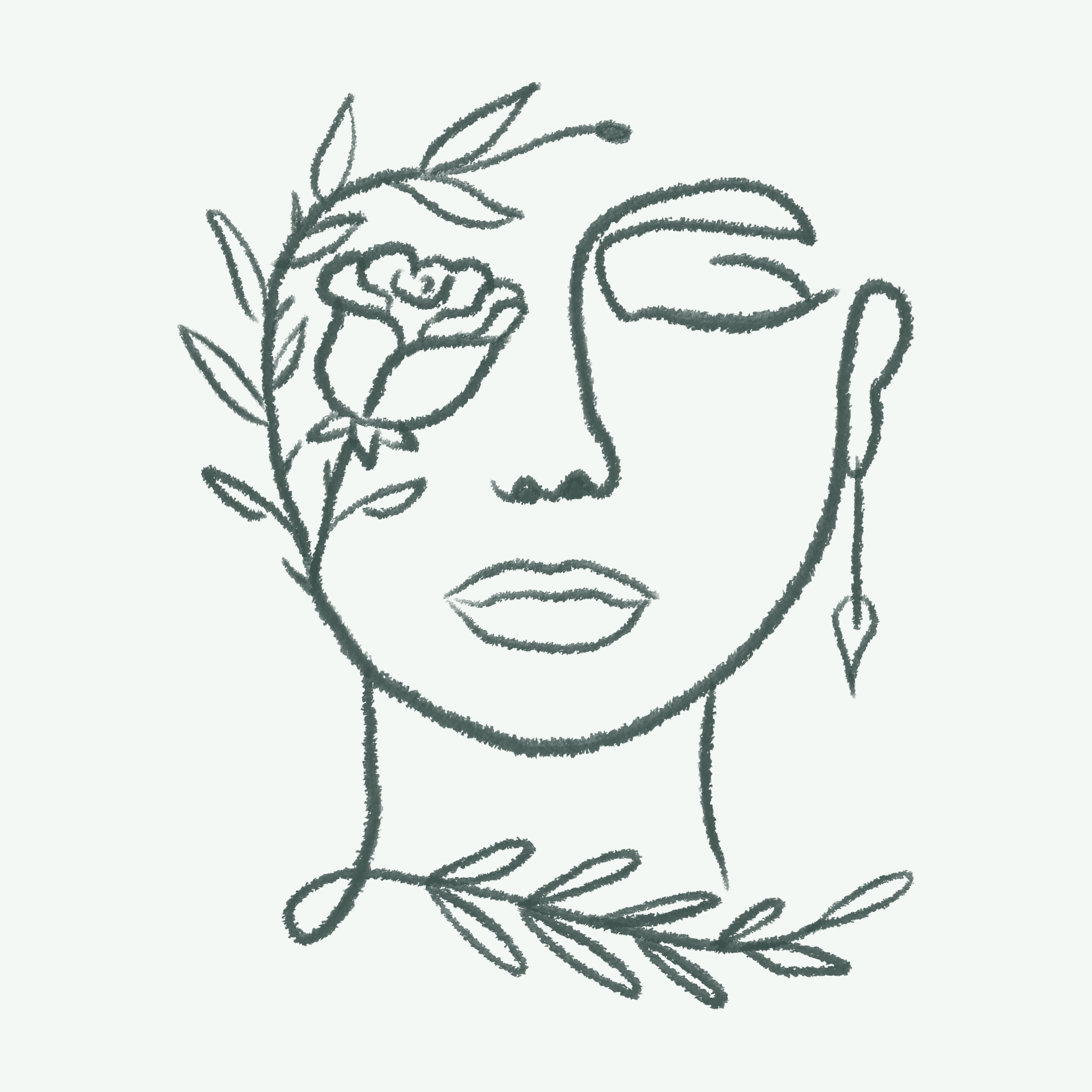 Green floral face 1