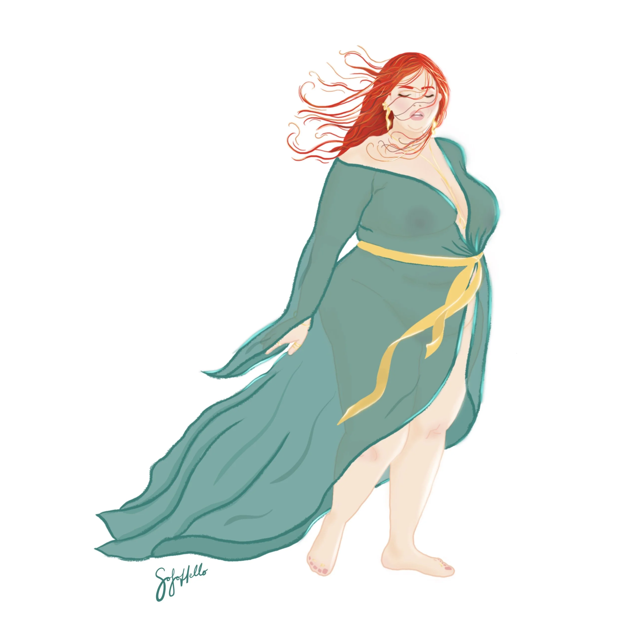 Fat Babe in a Green Robe