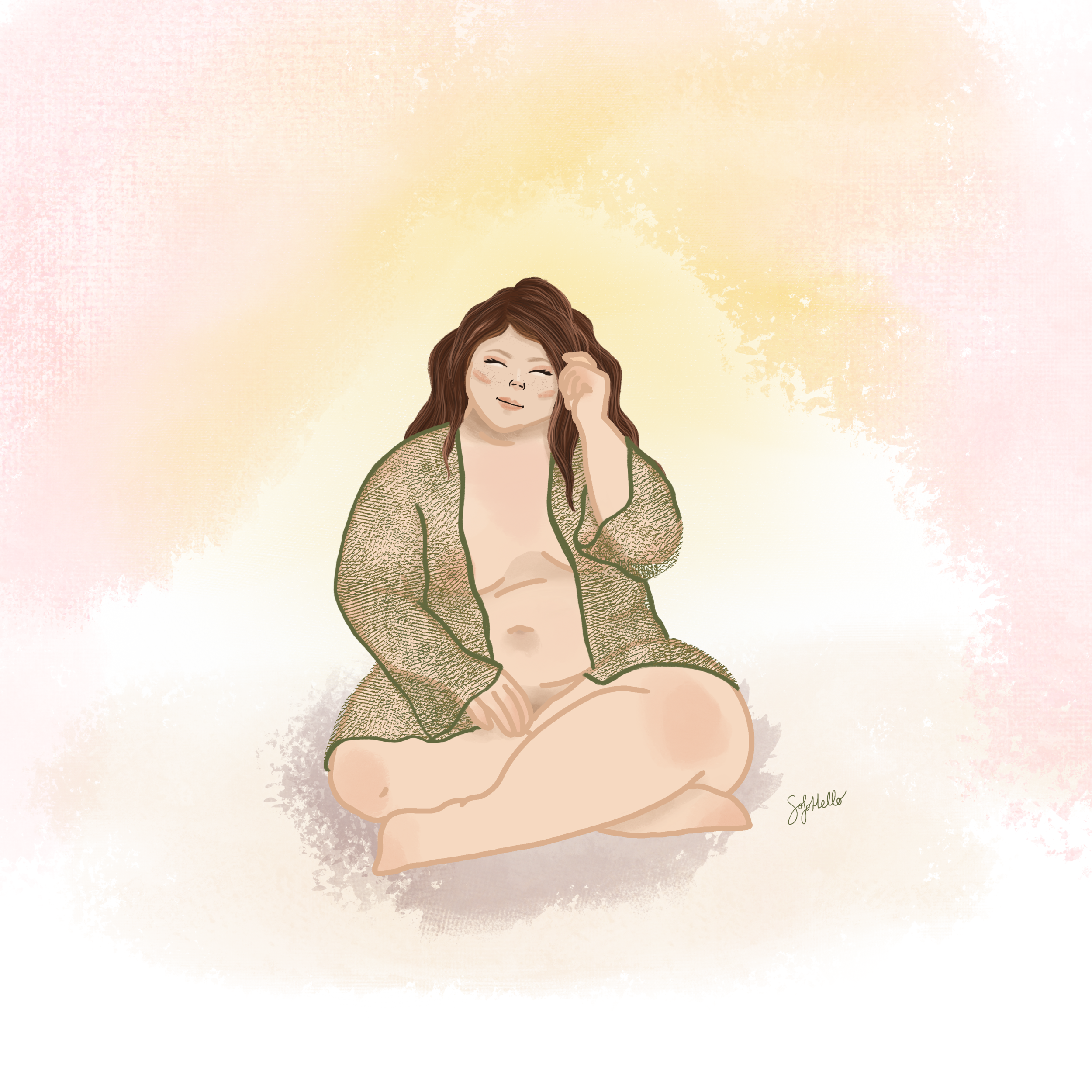 Sheer Robe Babe (white background)