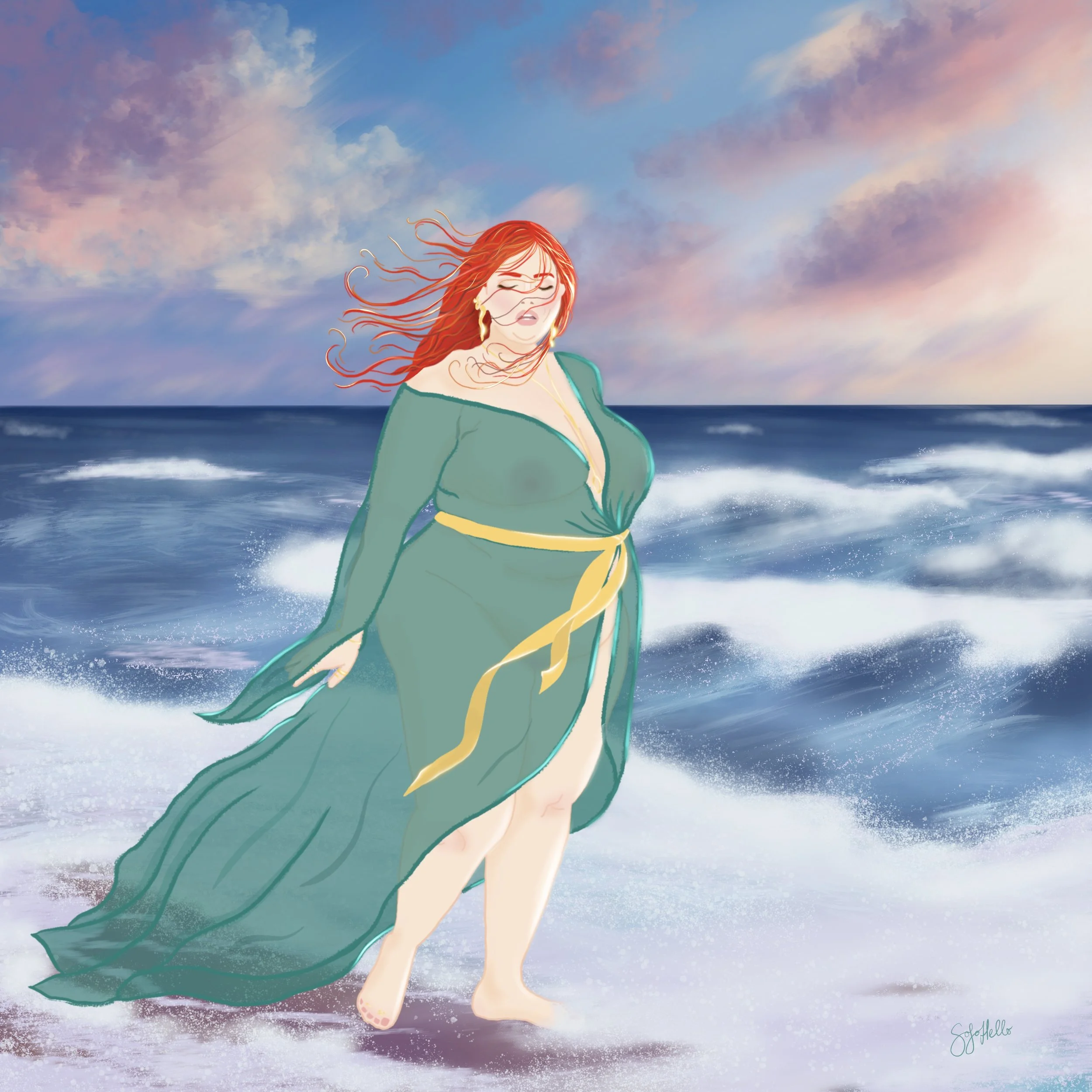 Fat Babe on the Beach at Dawn