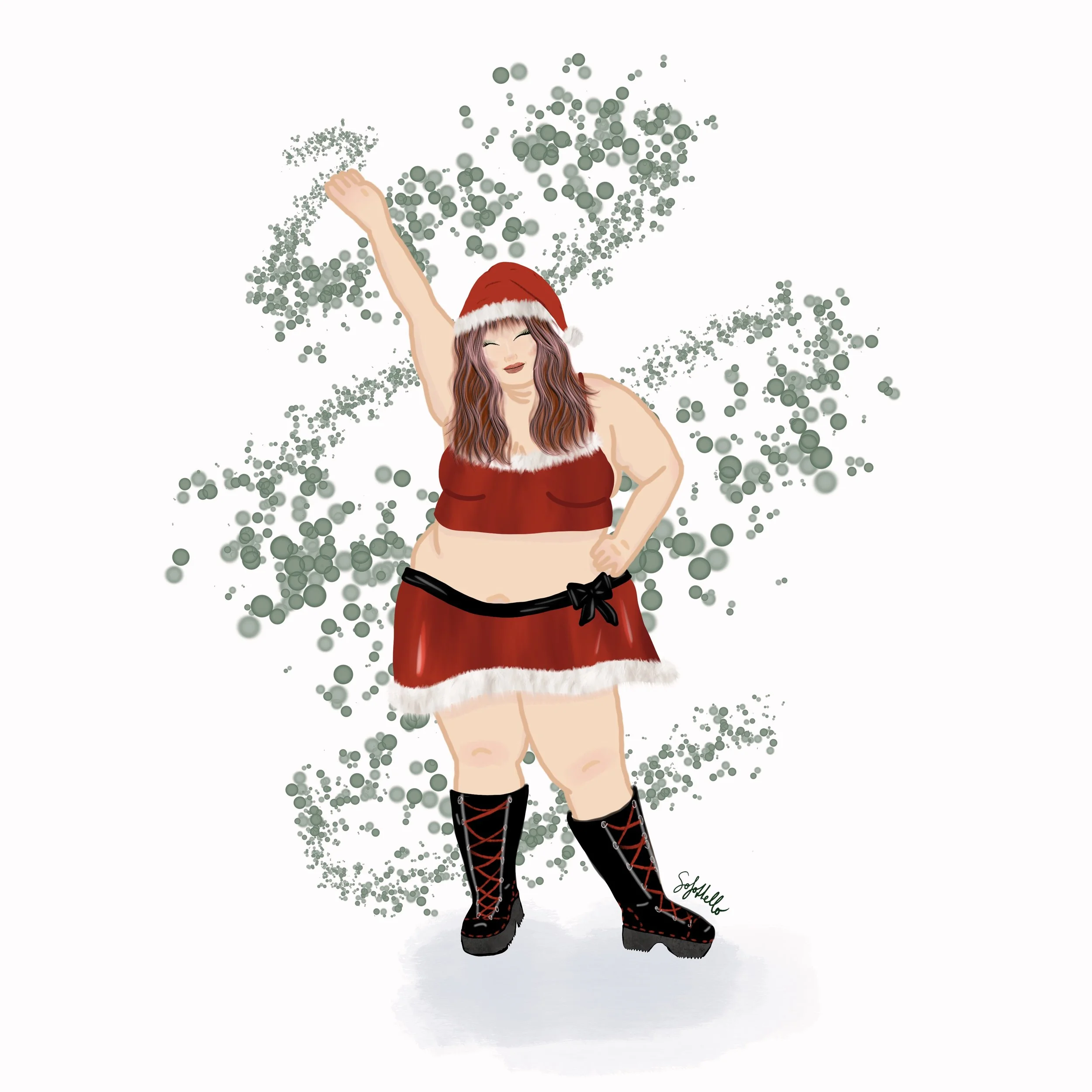 Christmas Babe Green Baubles