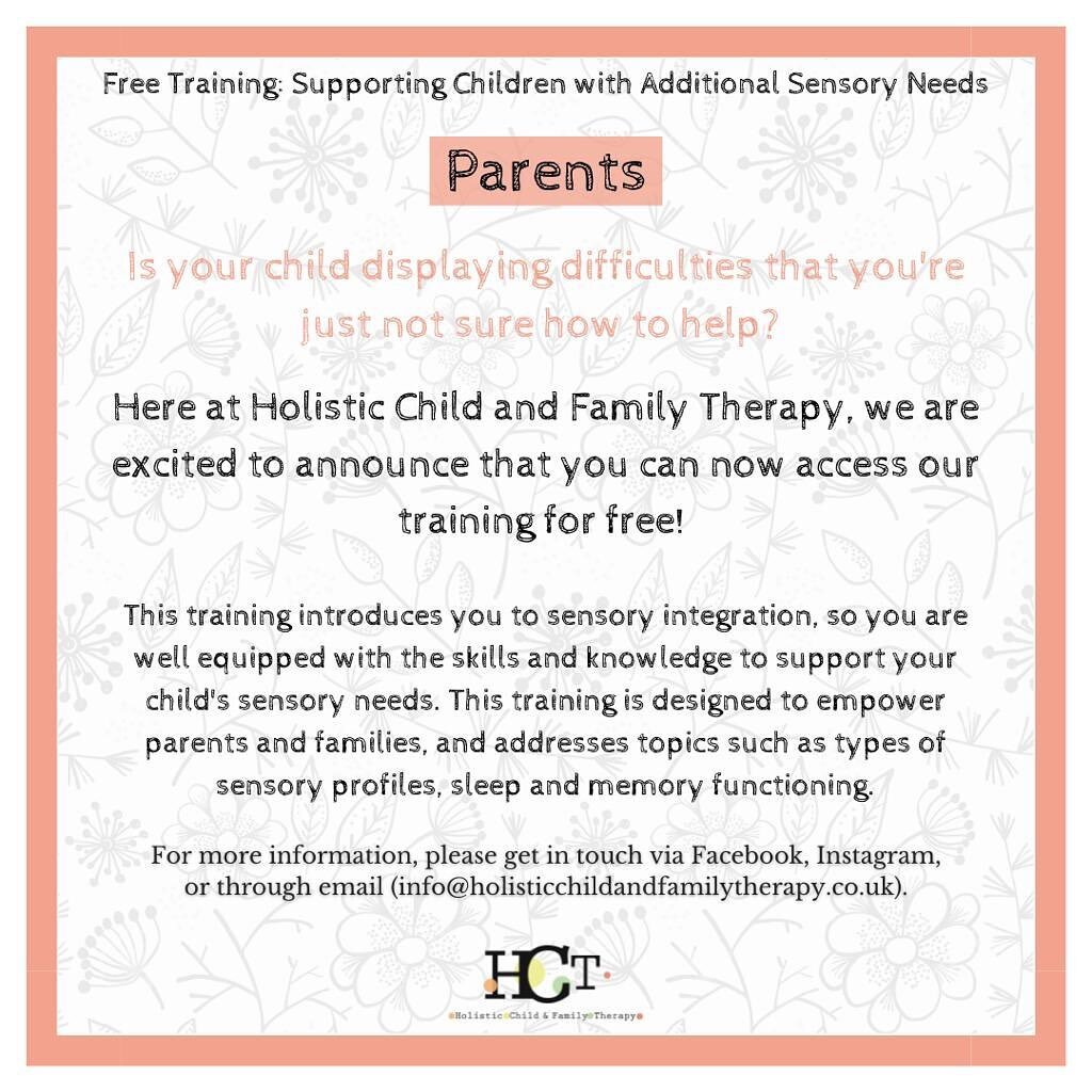 FREE!! Hidden pages on website for free training!! 

For anyone that missed out on our direct delivery of the sensory processing disorder training, there&rsquo;s still chance to view it online.

OR if you did the training but want a re-cap - please g