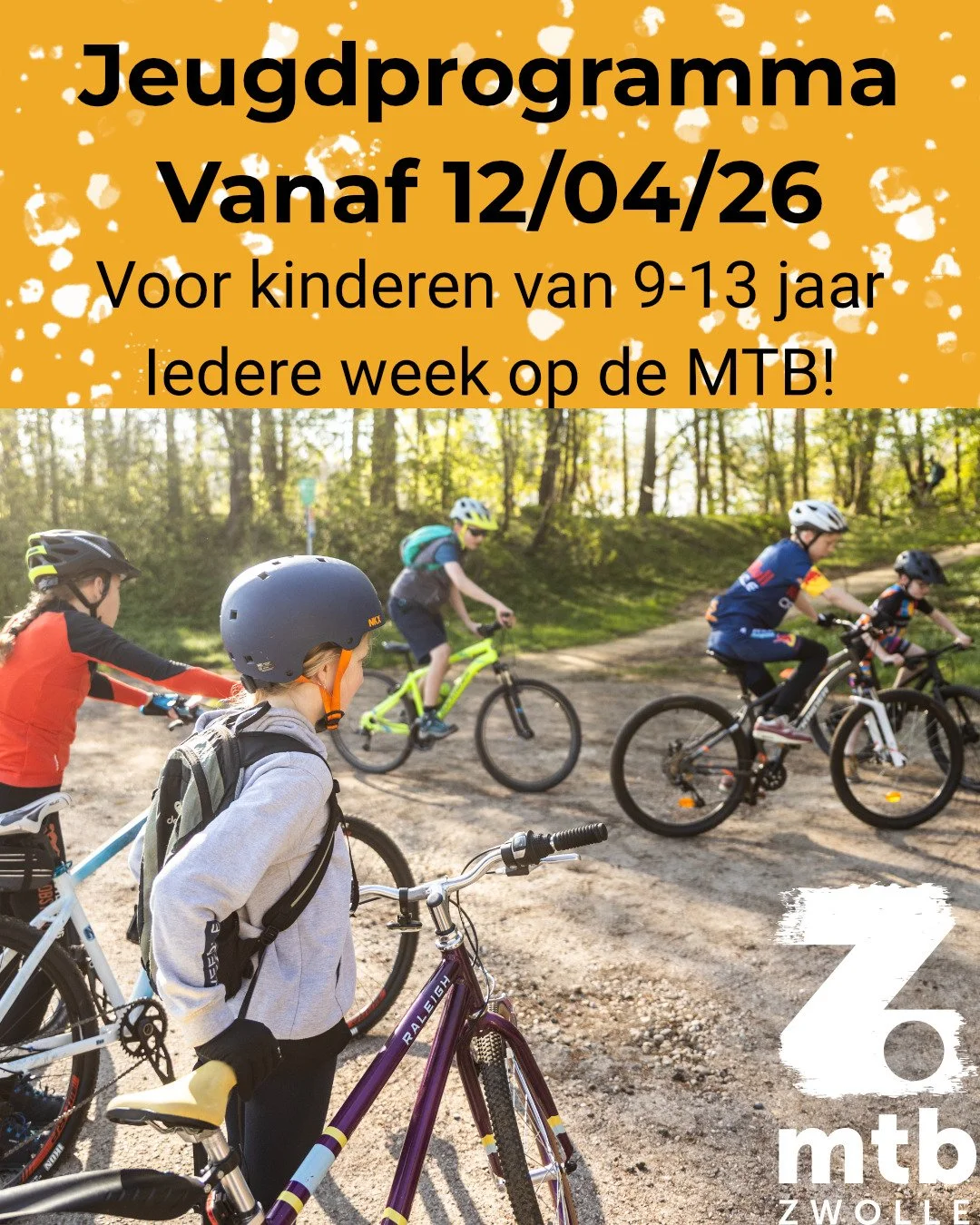 Lekker naar buiten, nieuwe skills leren en samen met vrienden de bossen rond Zwolle ontdekken. Dat is de nieuwe jeugdafdeling van MTB Zwolle die start op 12 April.

Ben jij tussen de 9 en 13 jaar oud en vind je het heerlijk om vies te worden op de fi