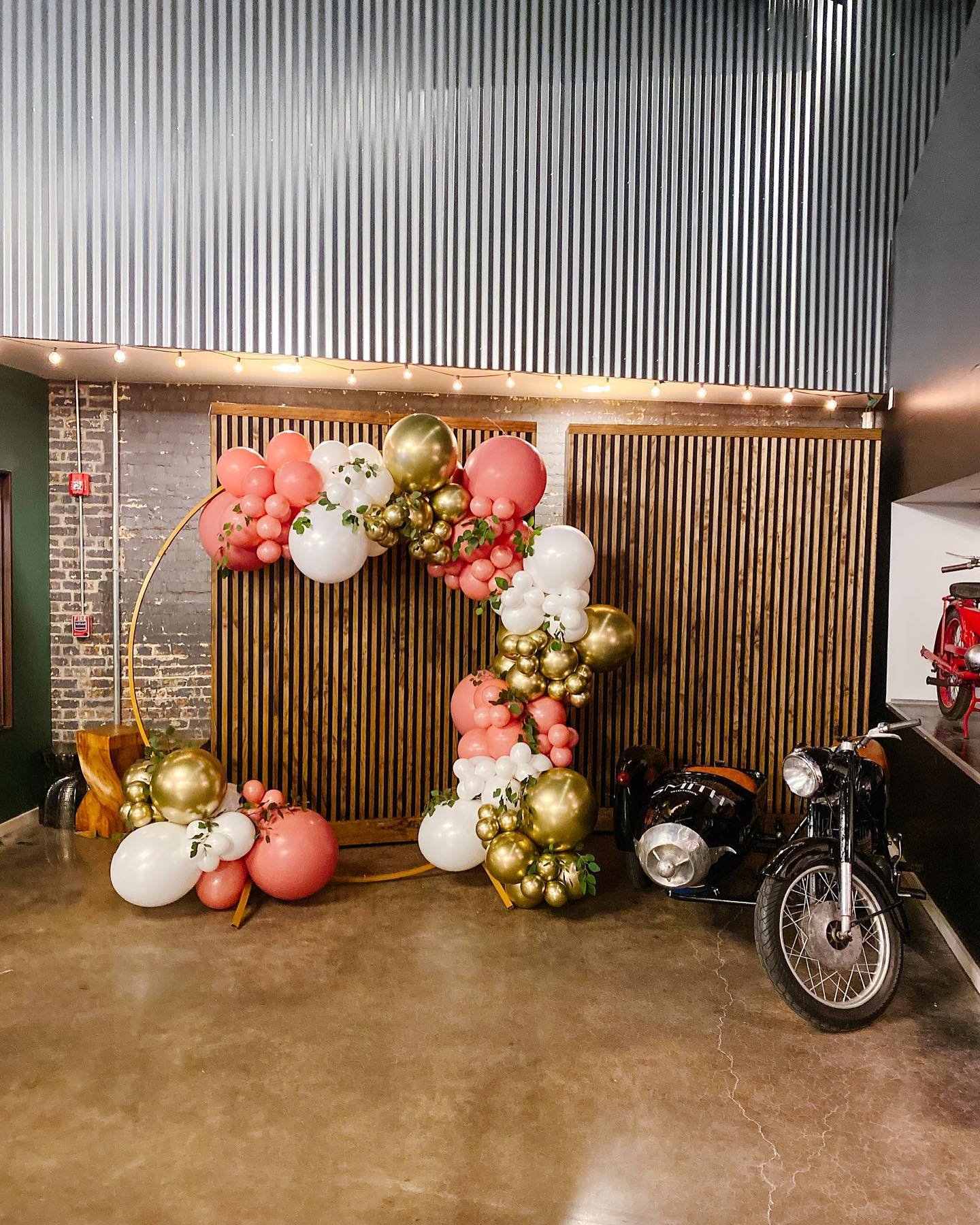 🤍Wedding Season🤍
What an incredible venue for a wedding! @themotomuseum is so unique and adding a romantic balloon backdrop and staircase garland created an elegant finishing touch for this bride &amp; groom&rsquo;s special day! 

Colors Used: @tuf