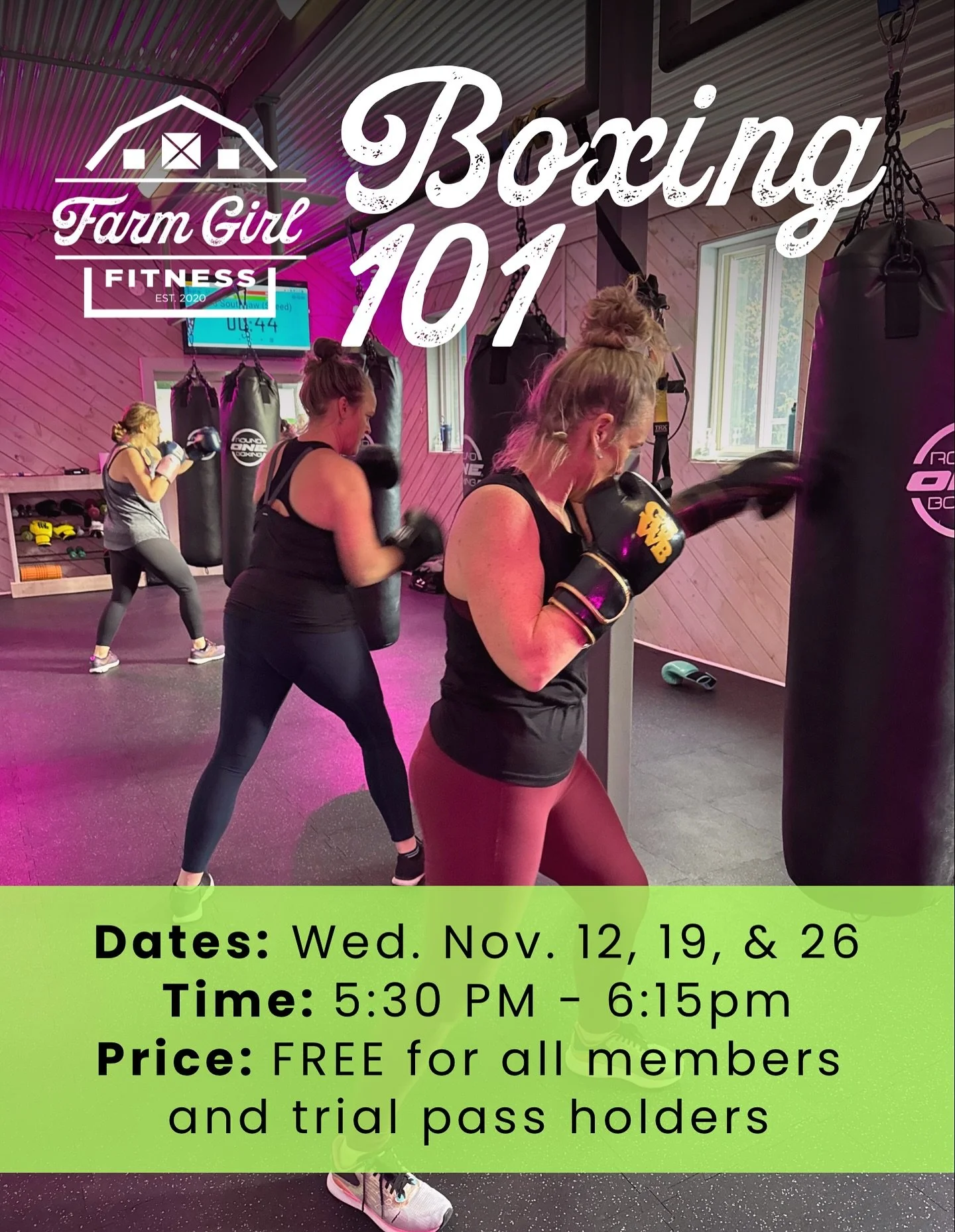Join us for a 3-week intro series designed to help you build confidence and learn the fundamentals of boxing in a fun, supportive environment.

Over the course of three Wednesdays - November 12th, 19th and 26th at 5:30 PM - you&rsquo;ll learn how to 