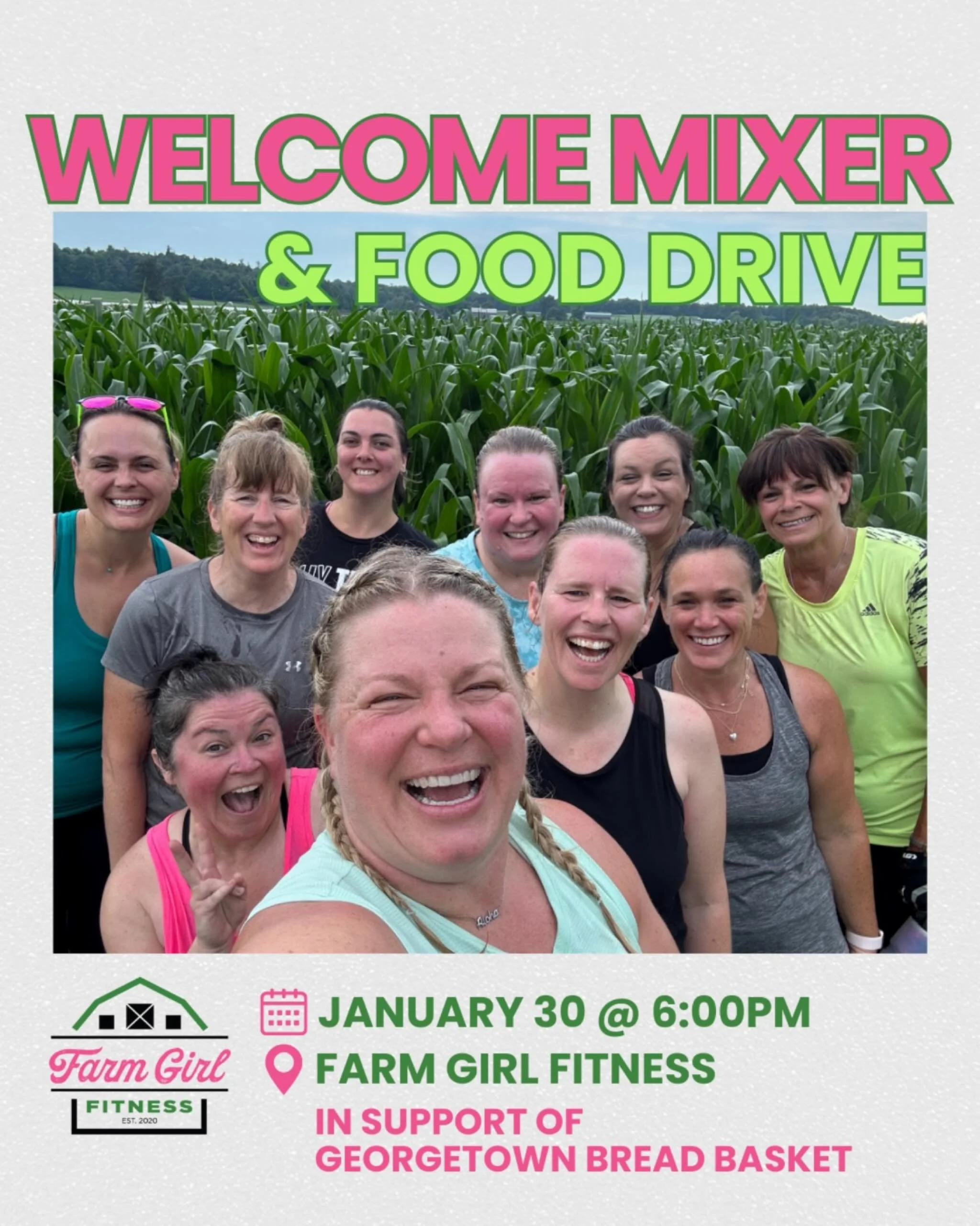 We&rsquo;re kicking off the new year by welcoming an incredible number of new members to the Farm Girl Fitness community. To celebrate, we&rsquo;re hosting a Welcome Mixer &amp; Food Driv on Friday, January 30 at 6:00 p.m. at Farm Girl Fitness.

Join