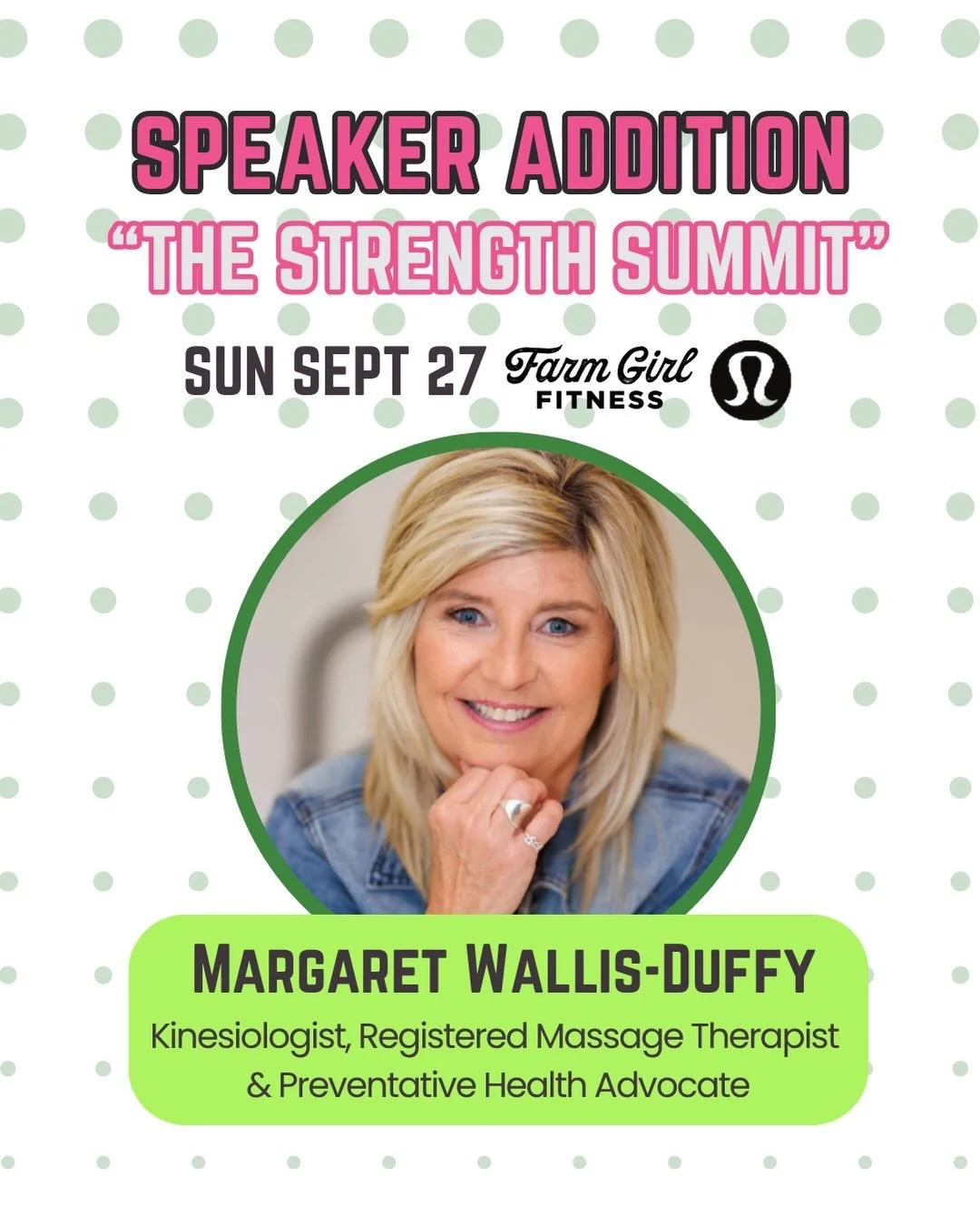 NEW SPEAKER ANNOUNCEMENT: MARGARET WALLIS-DUFFY 💪

We&rsquo;re excited to announce that Margaret Wallis-Duffy, RMT, has officially been added to the speaker lineup for The Strength Summit on September 27!

With more than 30 years of experience in mu