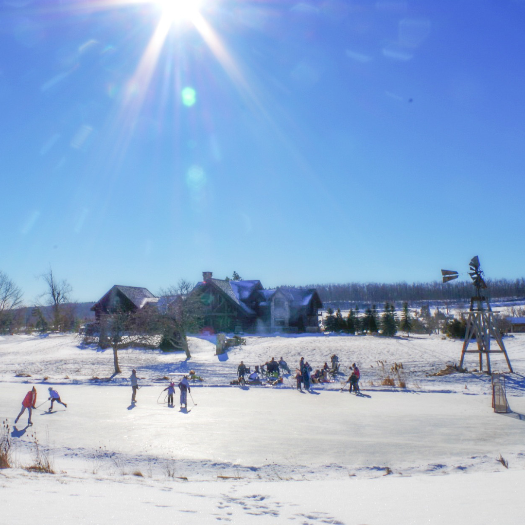 Ice skating on the pond