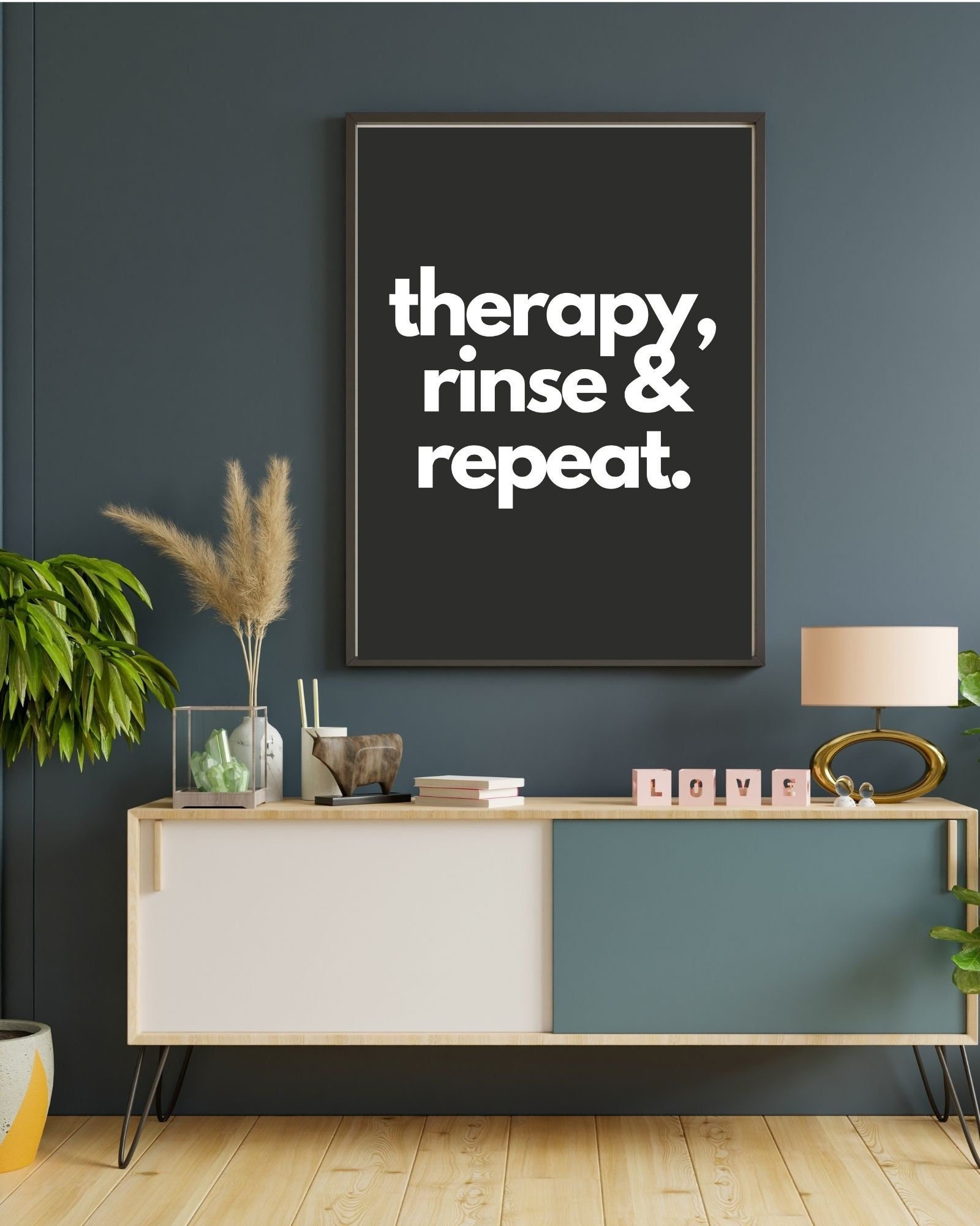 Therapy Rinse Repeat Digital Print Poster (white), Therapy/Mental Health/ Office/Wall/Room Decor,Counselor 8x10,11x14,16x20,18x24,&24x30