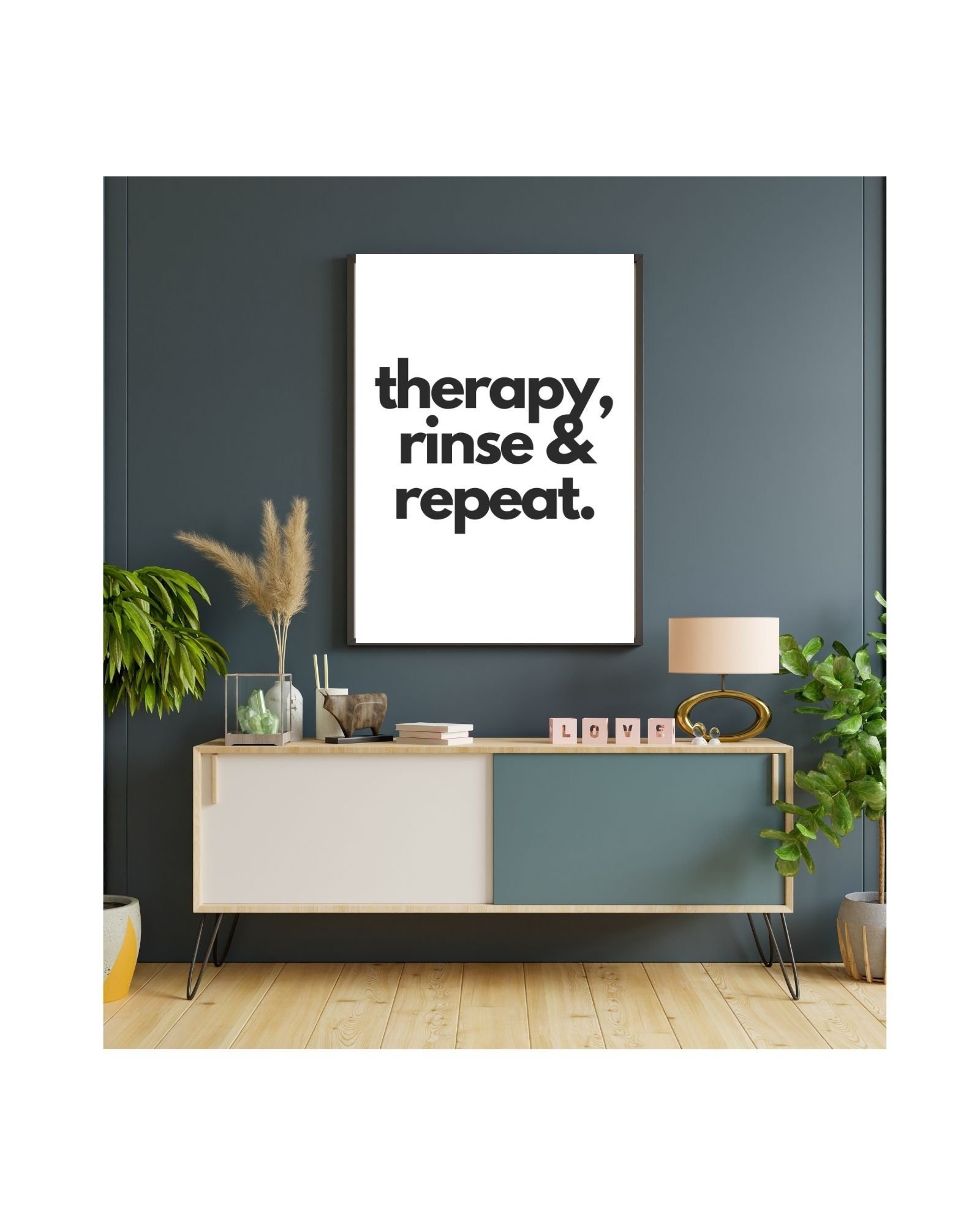 Therapy Rinse Repeat Digital Print Poster (white), Therapy/Mental Health/ Office/Wall/Room Decor,Counselor 8x10,11x14,16x20,18x24,&24x30