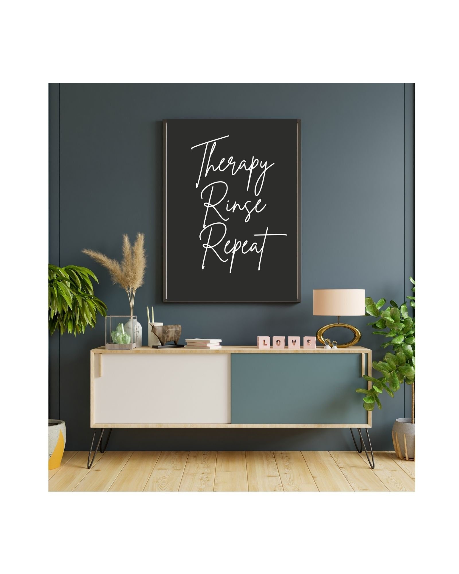 Therapy Rinse Repeat Digital Print Poster (black), Therapy/Mental Health/ Office/Wall/Room Decor, Counselor 8x10,11x14,16x20,18x24,&24x30