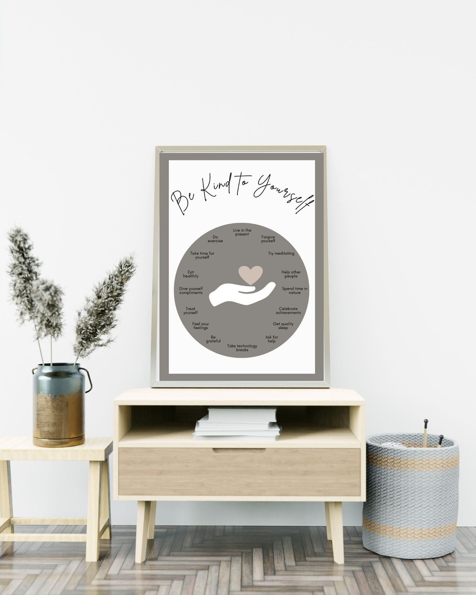 Be Kind To Yourself Affirmation Digital Print Poster, Therapy/Mental Health/ Office/Wall/Room Decor,Counselor 8x10,11x14,16x20,18x24,&24x30