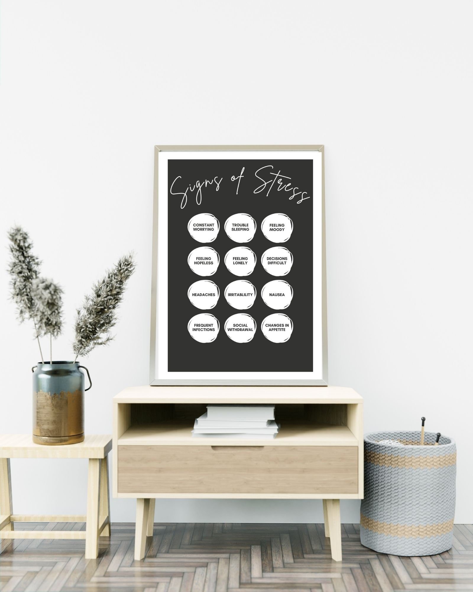 Signs of Stress Digital Print Poster, Therapy/Mental Health/ Office/Wall/Room Decor,Counselor 8x10,11x14,16x20,18x24,&24x30