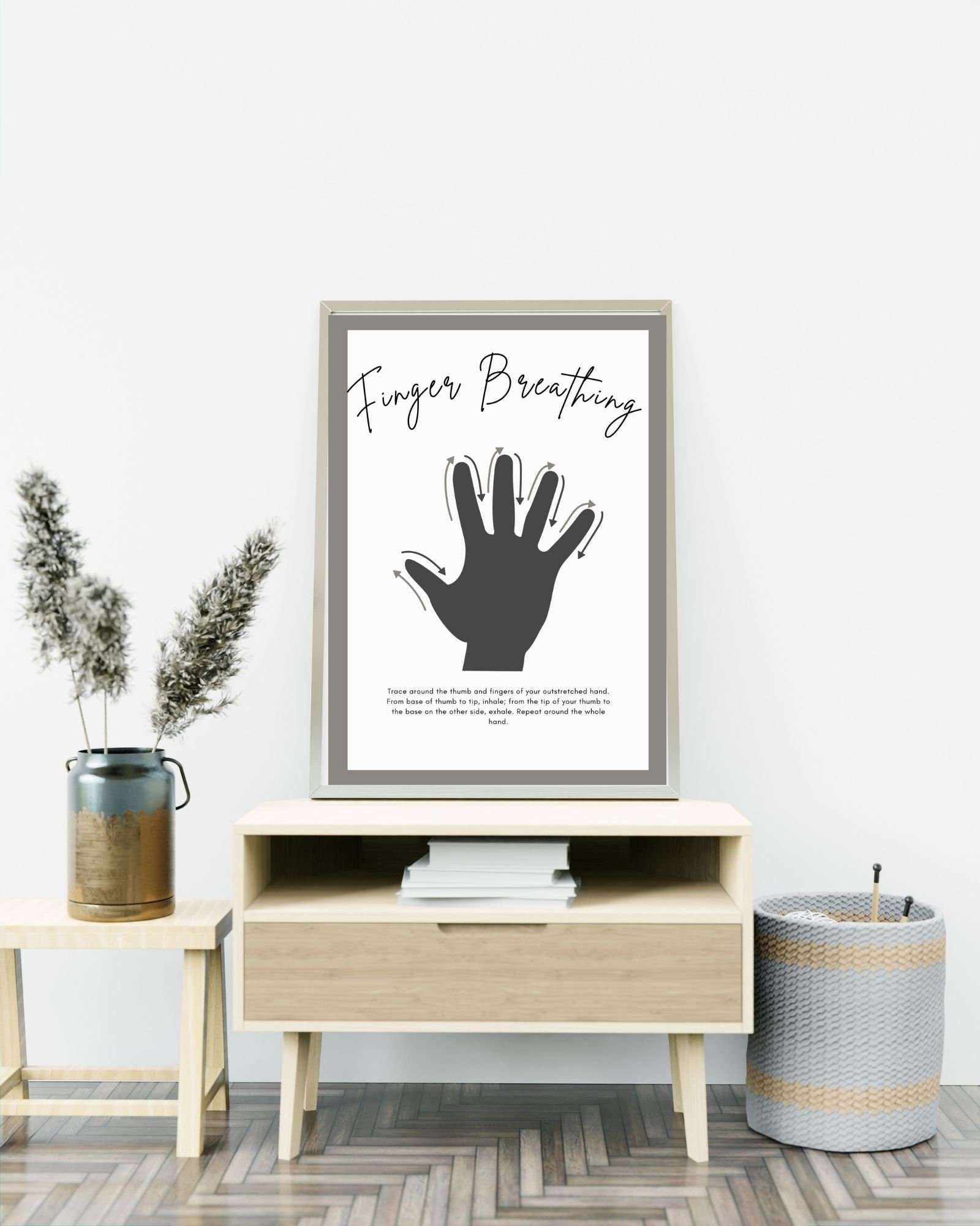 Finger Breathing Technique Digital Print Poster, Therapy/Mental Health/ Office/Wall/Room Decor,Counselor 8x10,11x14,16x20,18x24,&24x30