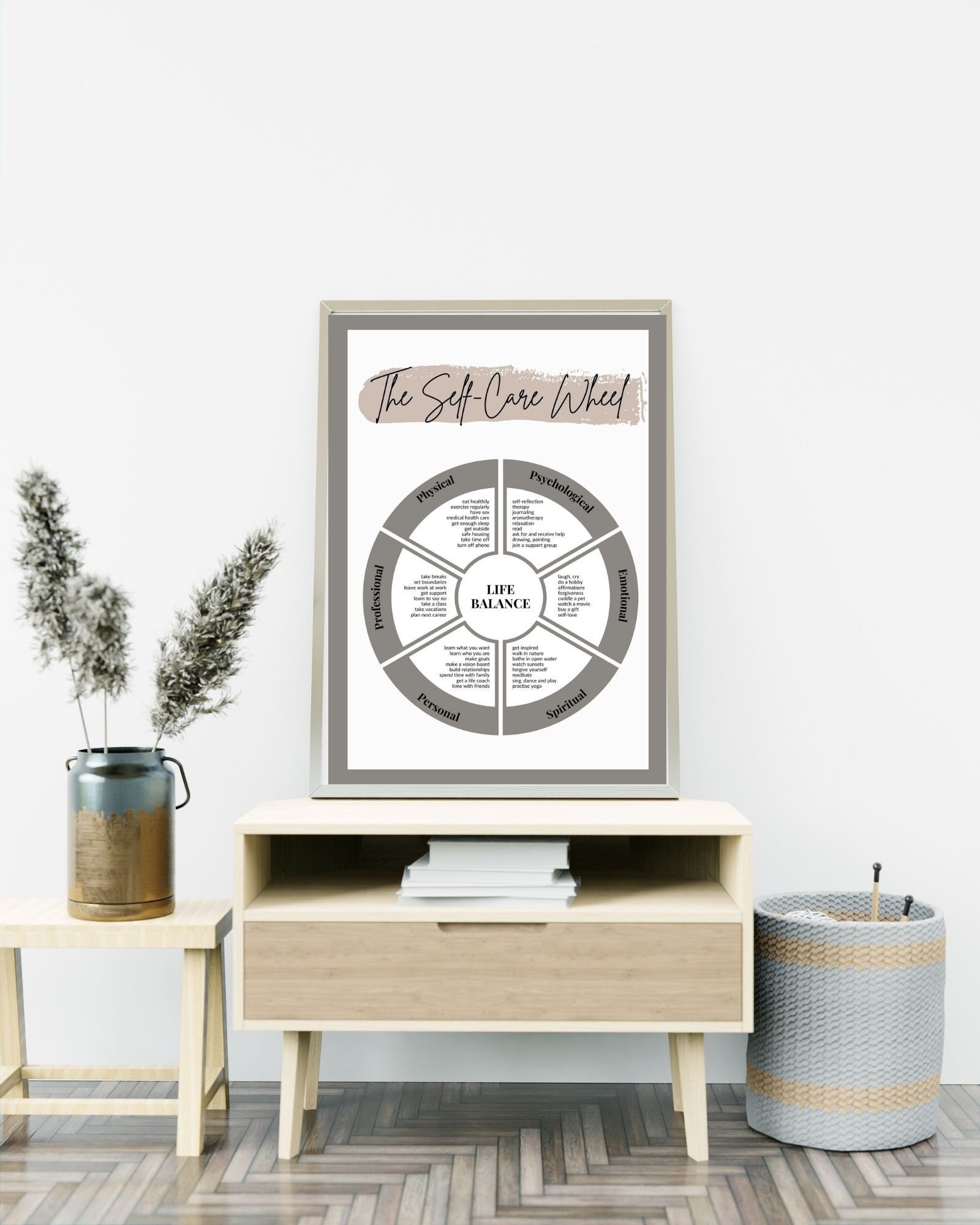The Self Care Wheel Digital Print Poster, Therapy/Mental Health/ Office/Wall/Room Decor,Counselor 8x10,11x14,16x20,18x24,&24x30