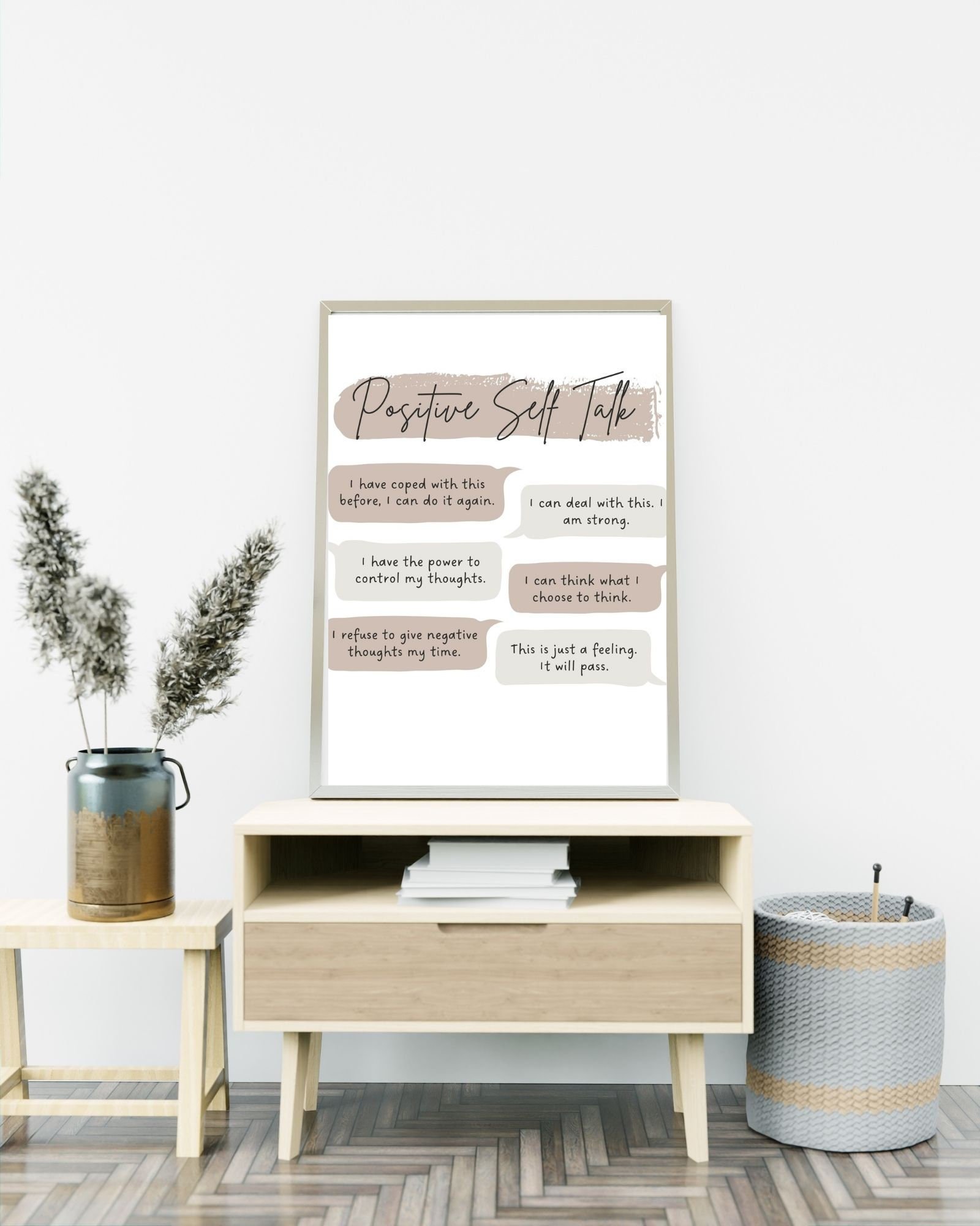 Positive Self Talk (White) Digital Print Poster, Therapy/ Mental Health Poster, Office/Wall/Room Decor, Counselor 5 Different Sizes