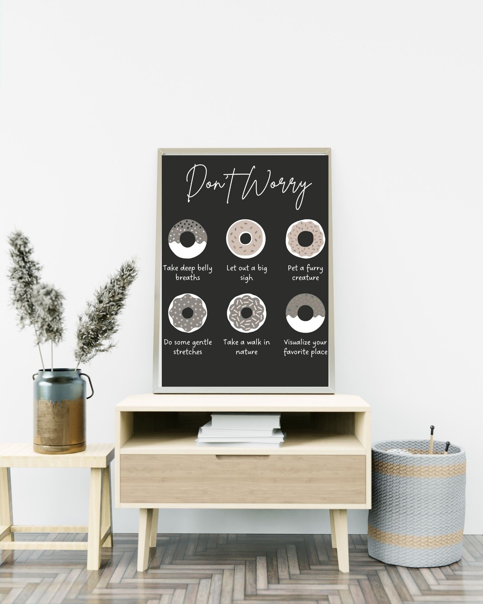 Donut Worry (Black) Print Poster, Therapy/ Mental Health Poster, Office/Wall/Room Decor, Counselor 5 Different Sizes