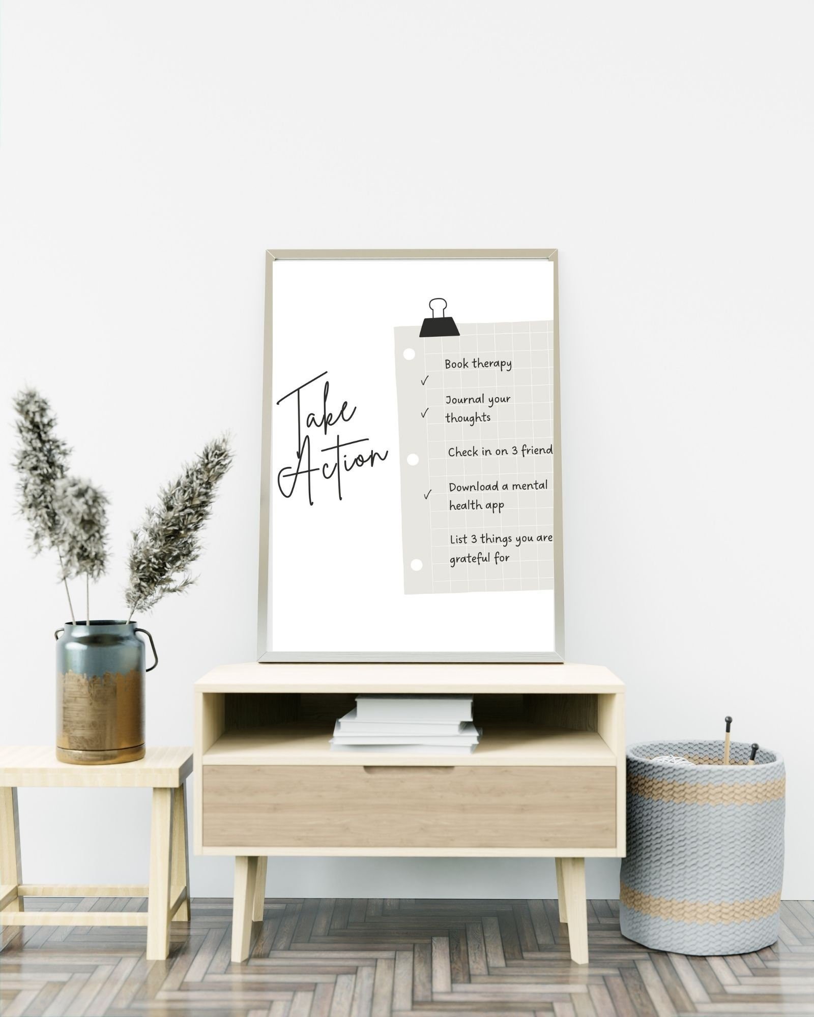 Take Action (White) Print Poster, Therapy/ Mental Health Poster, Office/Wall/Room Decor, Counselor 5 Different Sizes