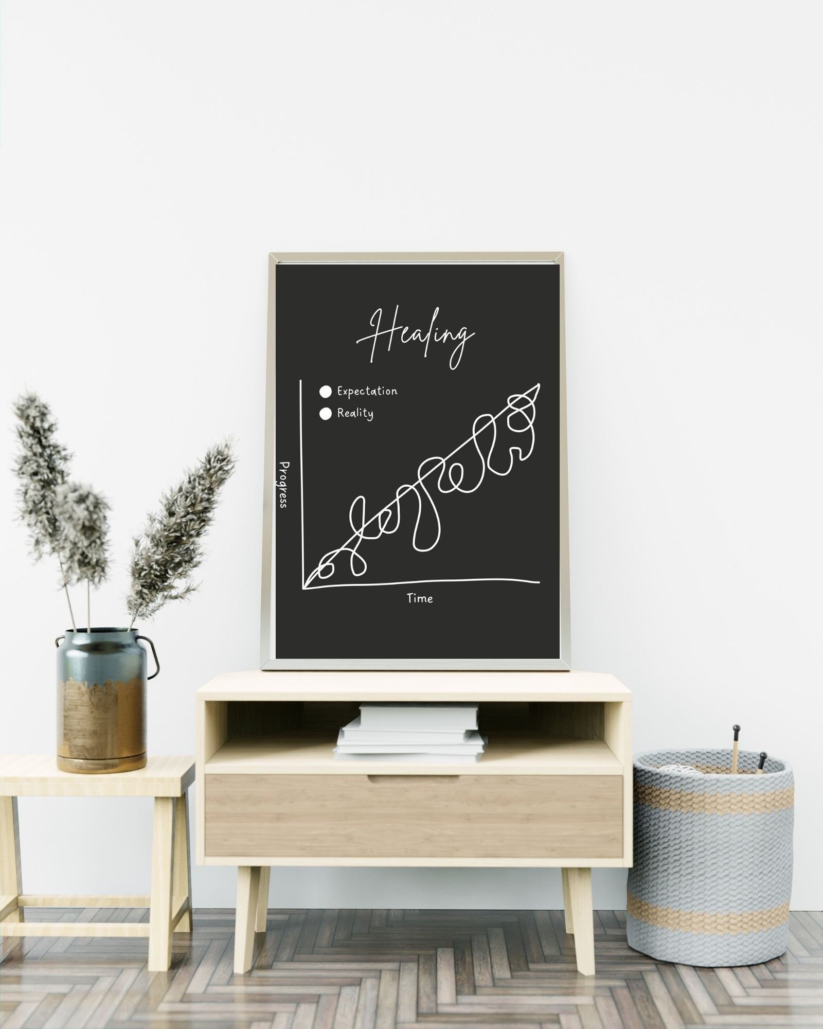 Healing Reality Line Graph (Black) Print Poster, Therapy/ Mental Health Poster, Office/Wall/Room Decor, Counselor 5 Different Sizes