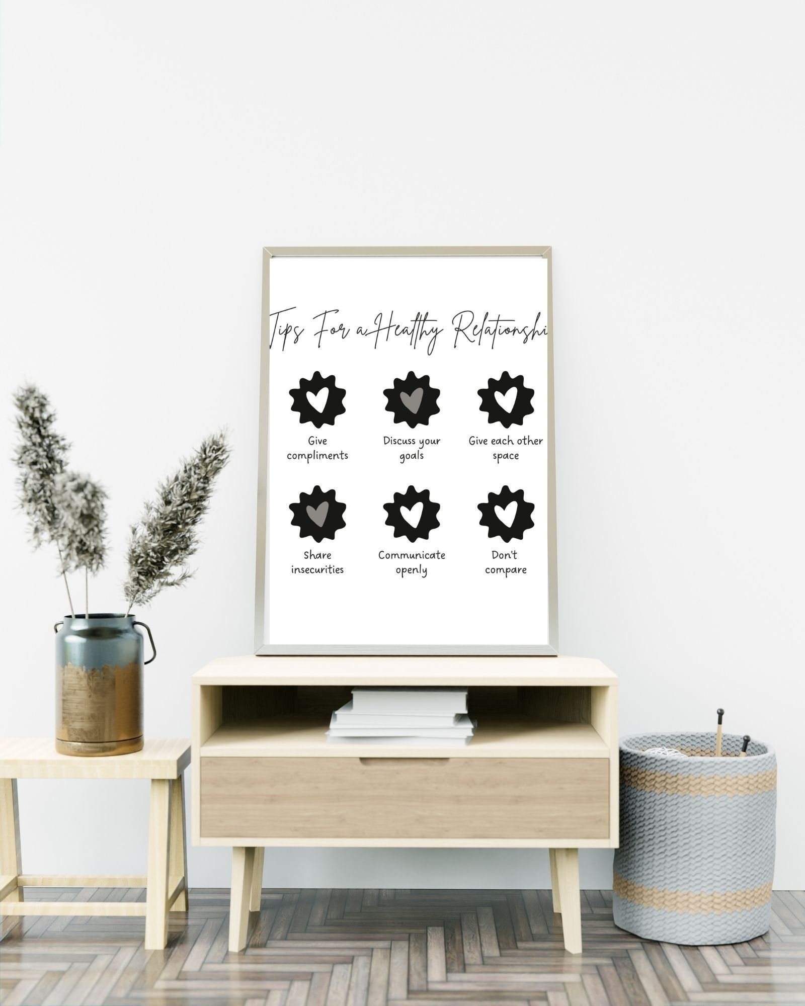 Tips For Health Relationships (White) Print Poster, Therapy/ Mental Health Poster, Office/Wall/Room Decor, Counselor 5 Different Sizes