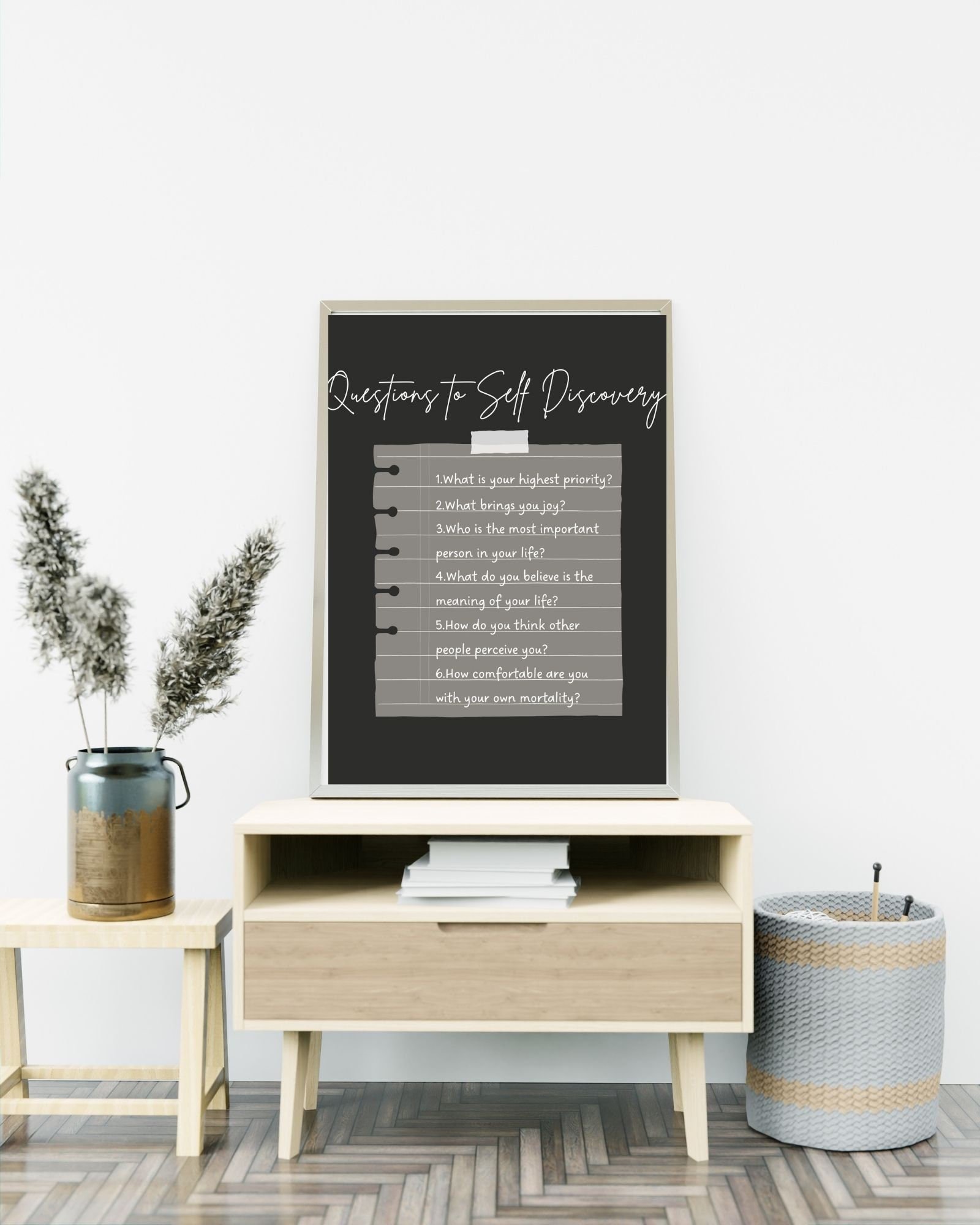 Questions For Self Discovery (Black) Print Poster, Therapy/ Mental Health Poster, Office/Wall/Room Decor, Counselor 5 Different Sizes