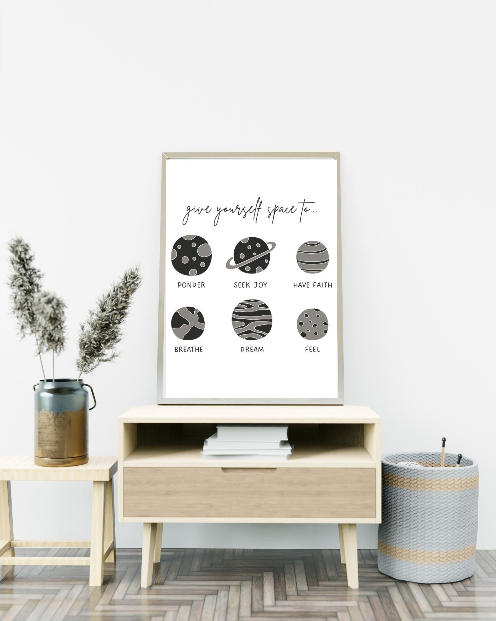 Give Yourself Space to (White) Print Poster, Therapy/Mental Health/ Office/Wall/Room Decor, Counselor 8x10,11x14,16x20, 18x24,&24x30