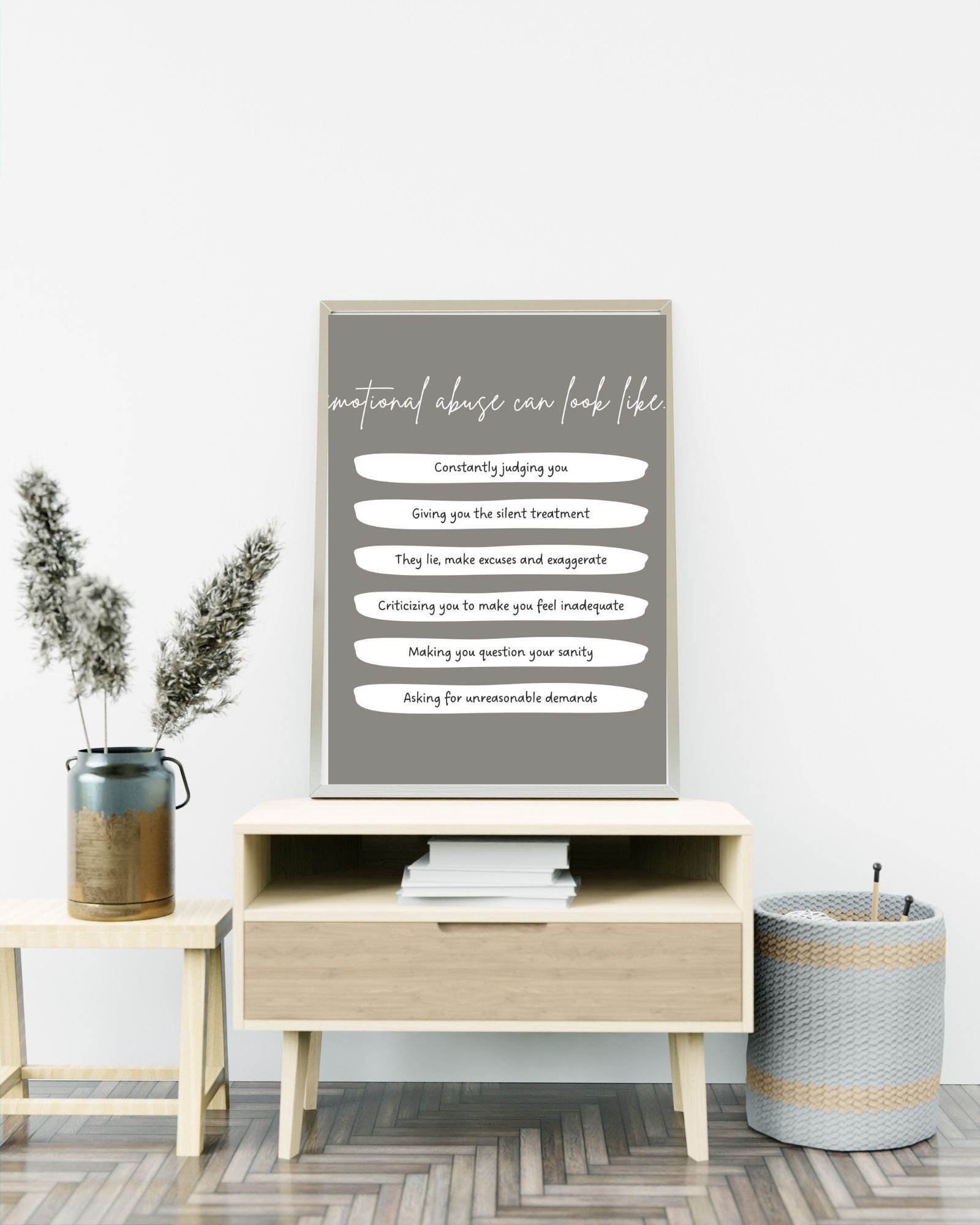 Emotional Abuse Sounds Like (Gray ) Print Poster, Therapy/Mental Health/ Office/Wall/Room Decor, Counselor 8x10,11x14,16x20, 18x24,&24x30