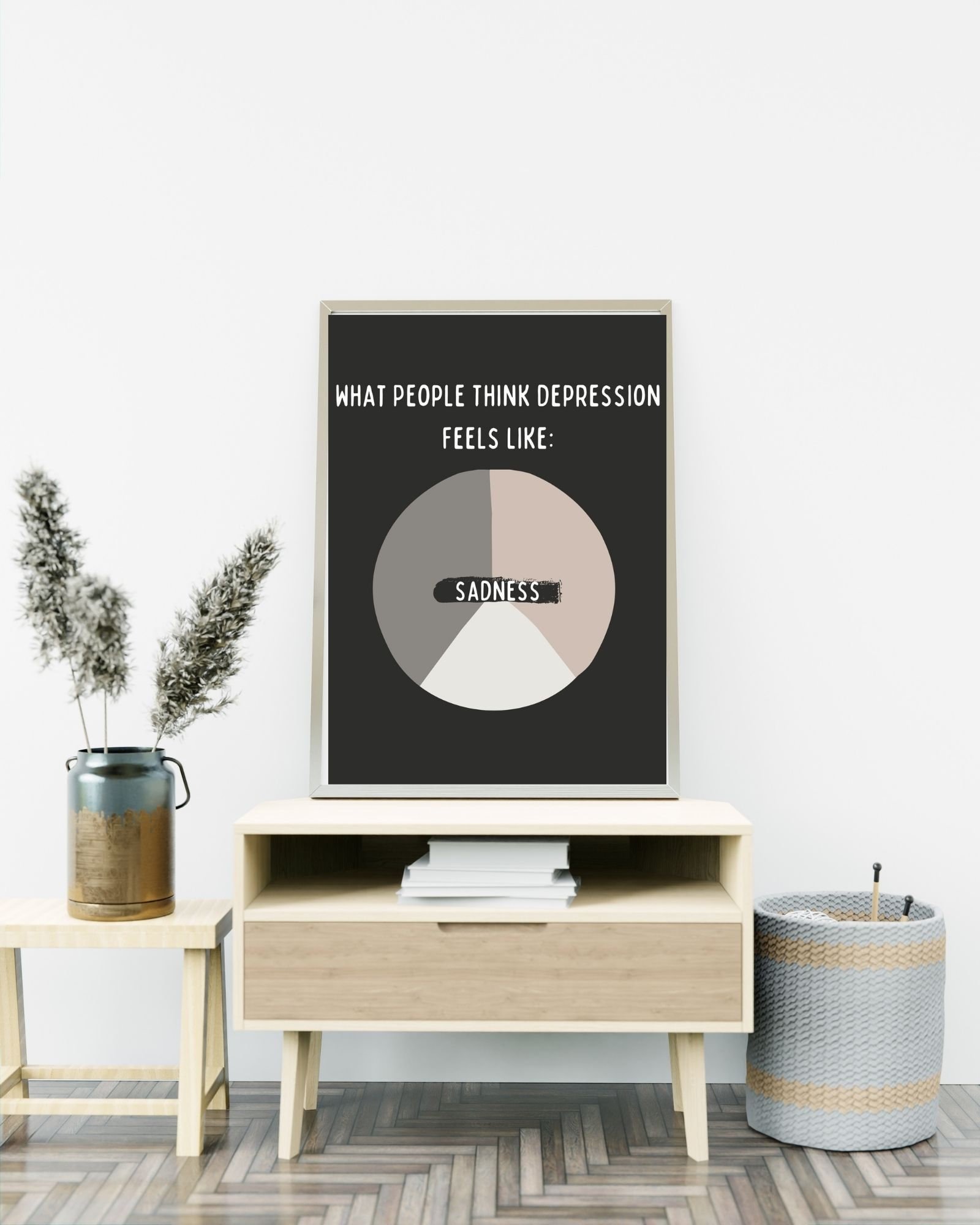 People Think Depression looks(Black) Print Poster, Therapy/Mental Health/ Office/Wall/Room Decor, Counselor 8x10,11x14,16x20, 18x24,&24x30