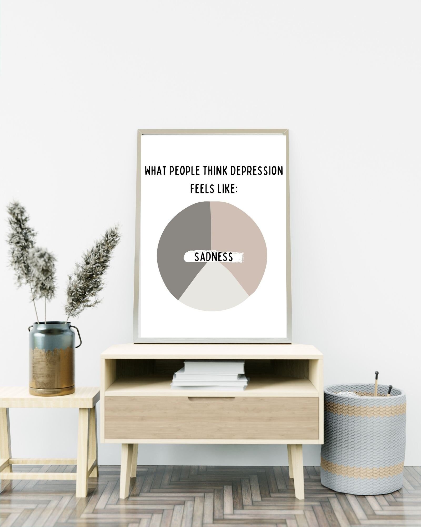 People Think Depression looks Like(White) Print Poster,Therapy/Mental Health/ Office/Wall/Room Decor,Counselor 8x10,11x14,16x20,18x24,&24x30