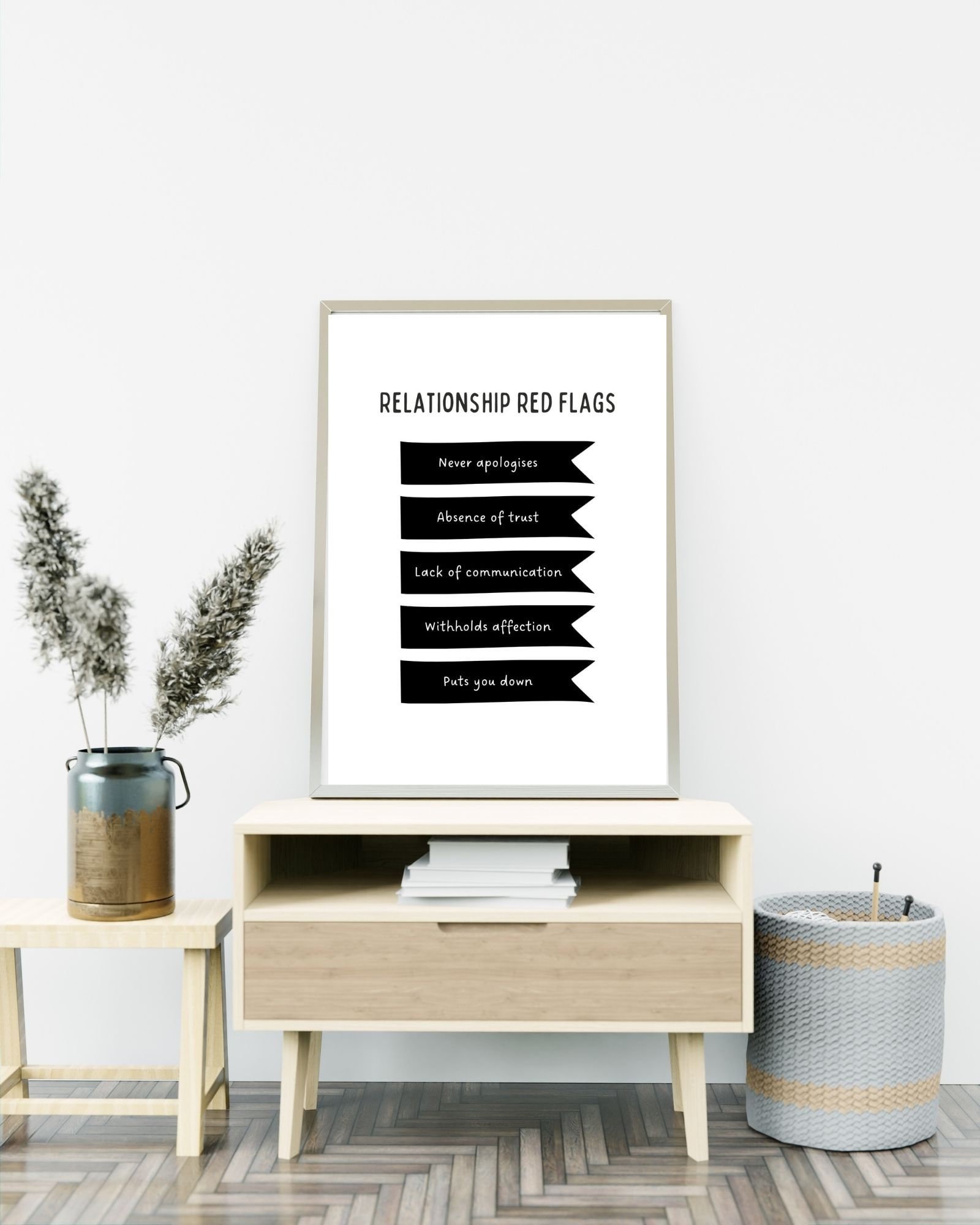 Relationship Red Flags (White) Print Poster, Therapy/Mental Health/ Office/Wall/Room Decor, Counselor 8x10,11x14,16x20, 18x24,&24x30