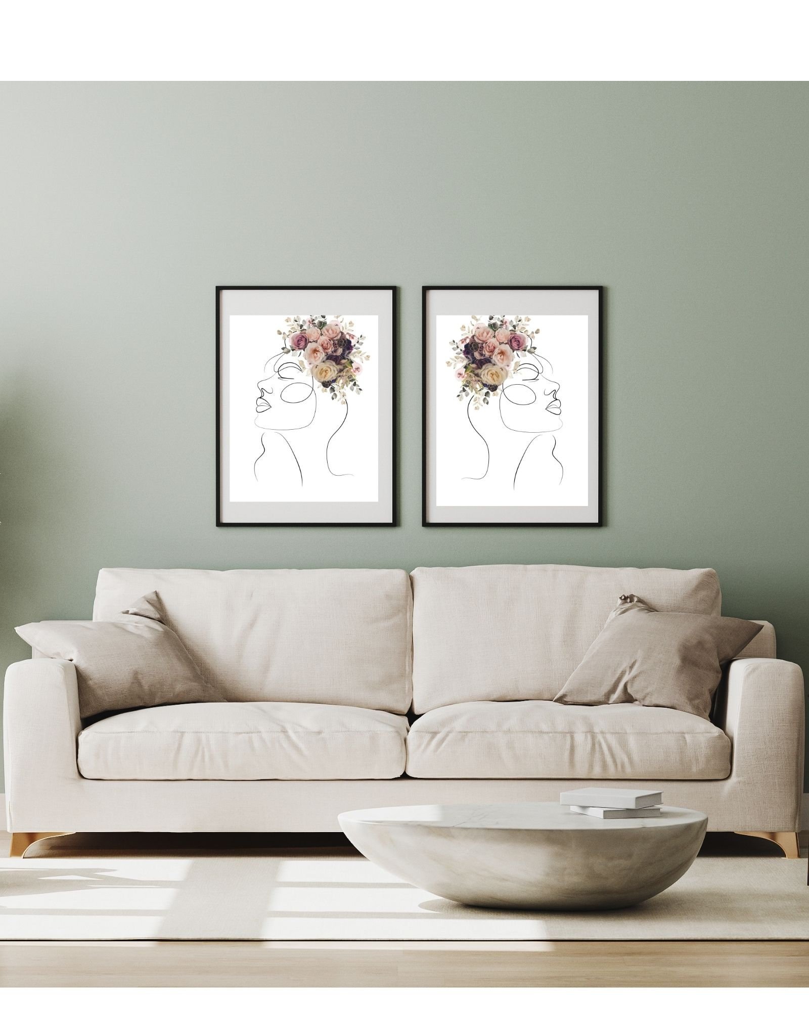 2/Flower Brain Left/Right Side Combo 4 in White Digital Prints, Office & Wall Art Decor,Therapist/Counselors/Coach's/ Brain,Inside the Mind