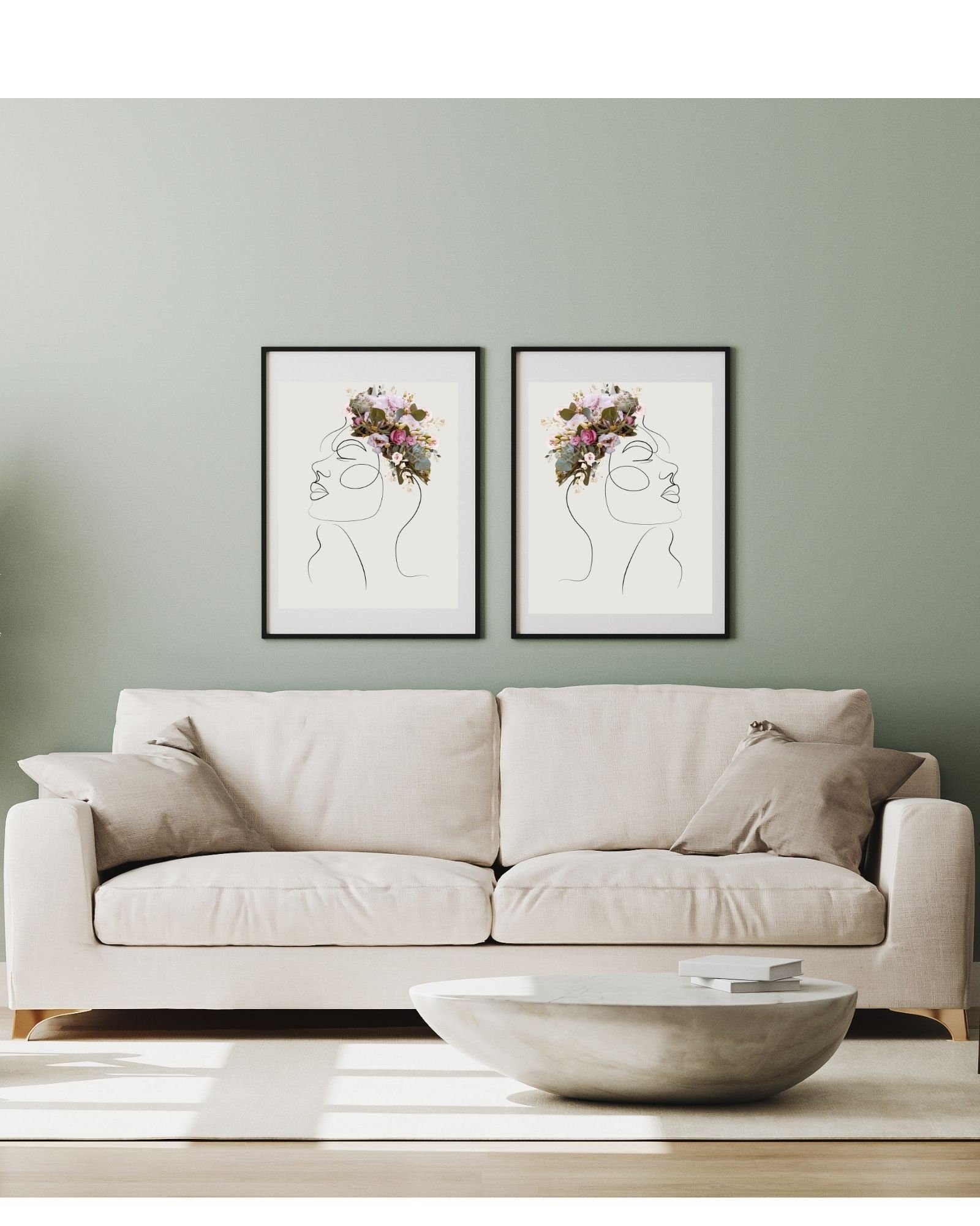 2/Flower Brain Left/Right Side Combo 2 In Gray Digital Prints, Office & Wall Art Decor,Therapist/Counselors/Coach's/ Brain,Inside the Mind