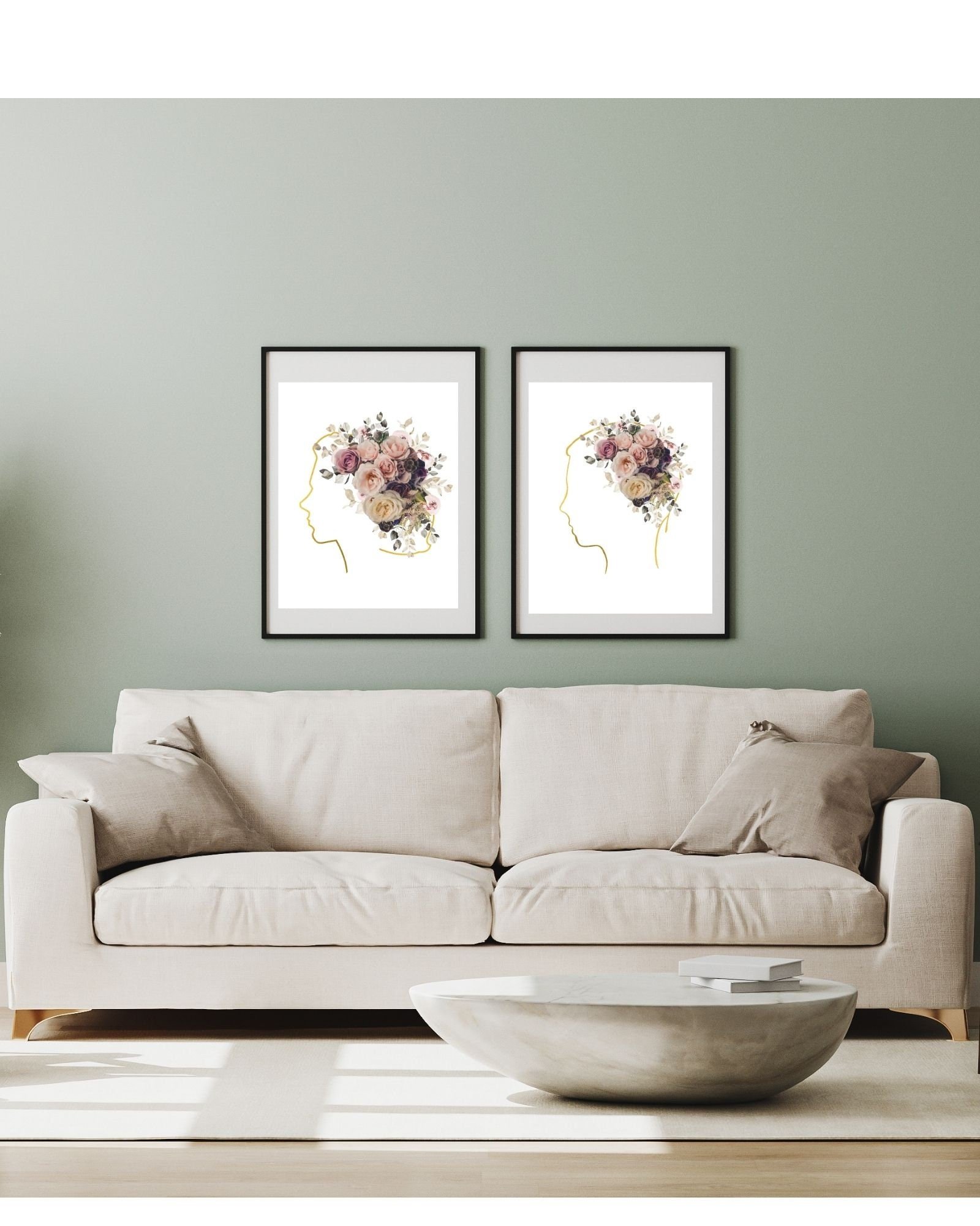 2/Flower Brain Male/Female In White Digital Prints, Office & Wall Art Decor,Therapist/Counselors/Coach's/ Brain,Inside the Mind