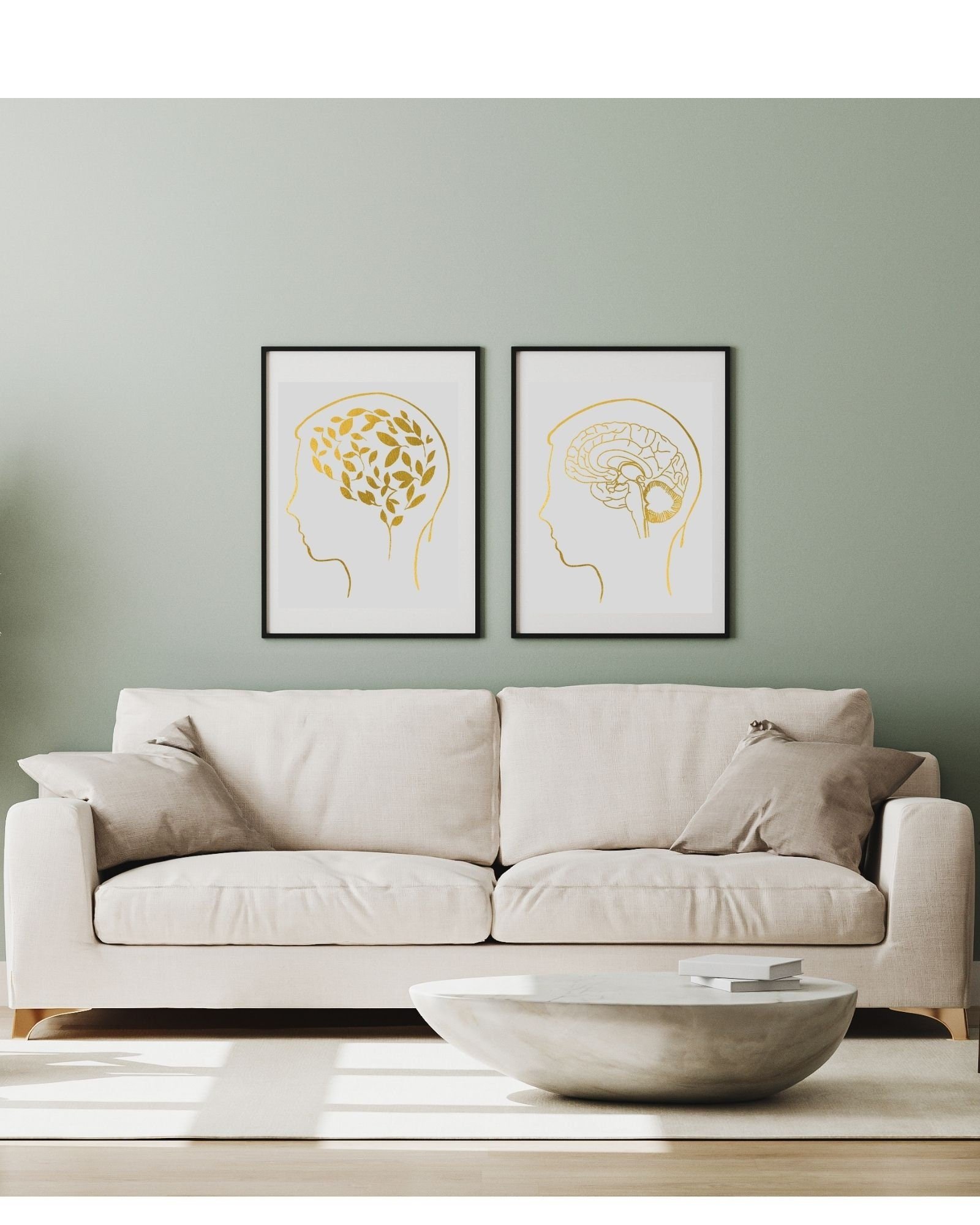 2 Gray/Gold Child Mental Health Different Brain Digital Prints, Office & Wall Art Decor,Therapist/Counselors/Coach's/ Brain,Inside the Mind