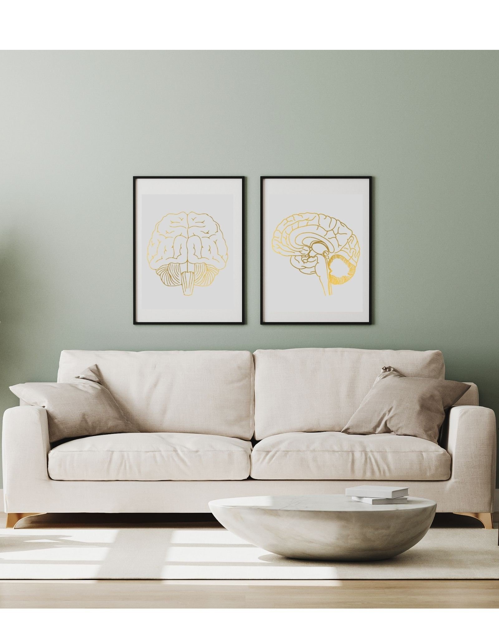 2 Gray/Gold Adult Mental Health Different Brain Digital Prints, Office & Wall Art Decor,Therapist/Counselors/Coach's/ Brain, Inside the Mind