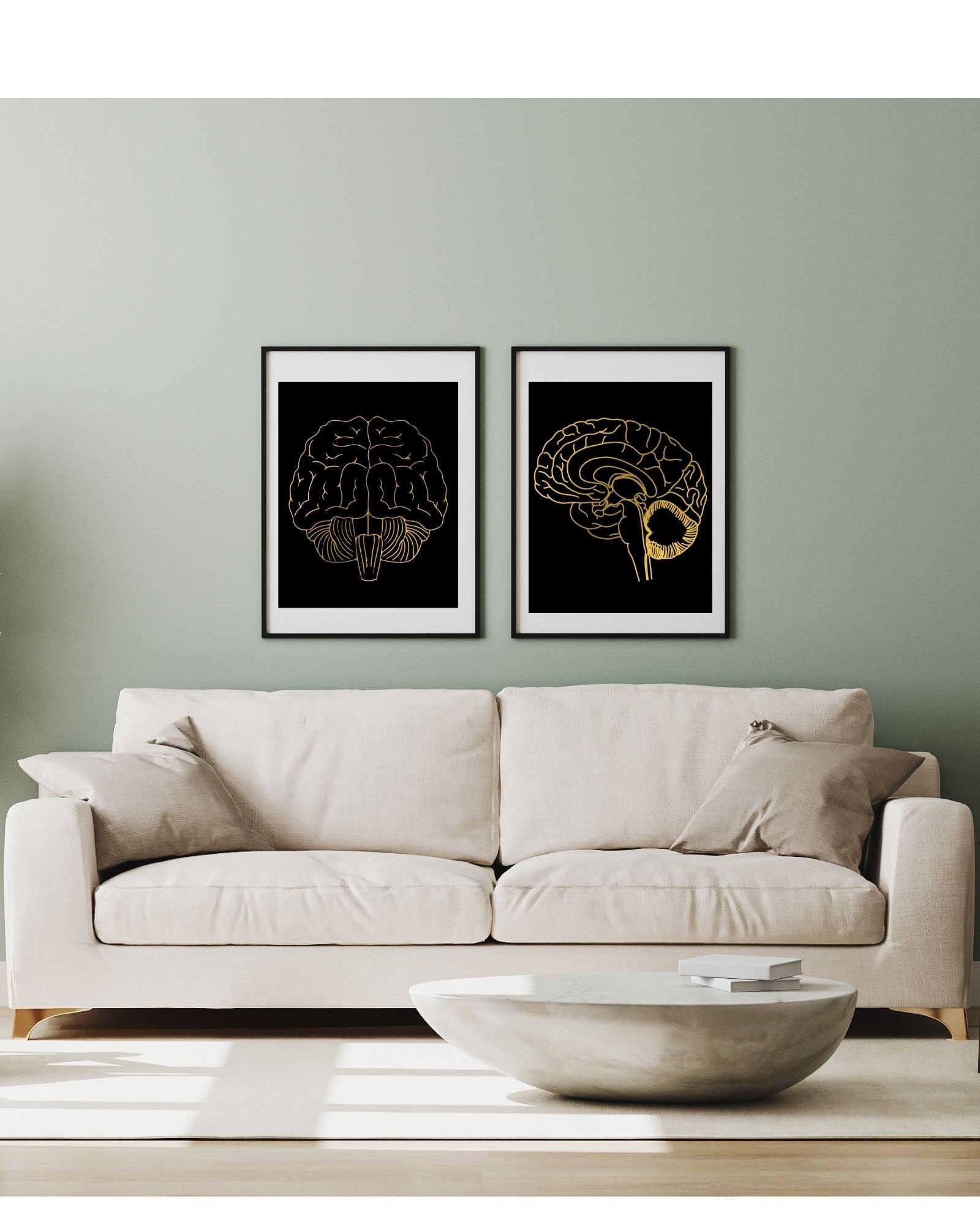 2 Black/Gold Adult Mental Health Different Brain Digital Prints,Office & Wall Art Decor,Therapist/Counselors/Coach's/ Brain, Inside the Mind