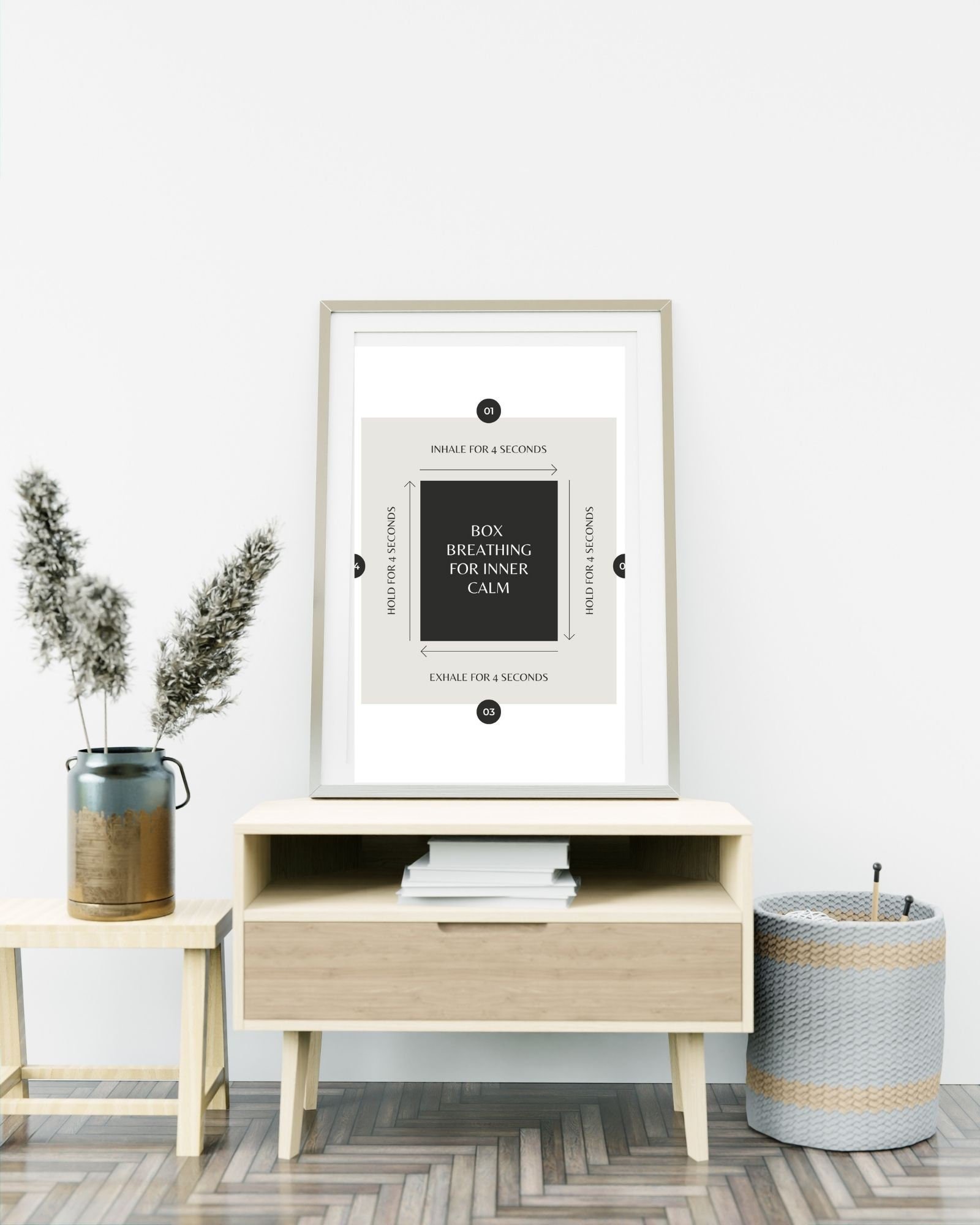 Box Breathing Inner For Calm  Print Poster,Therapy Poster, Office/Wall/RoomDecor, Counselor 8x10, 11x14,16x20, 18x24,&24x30