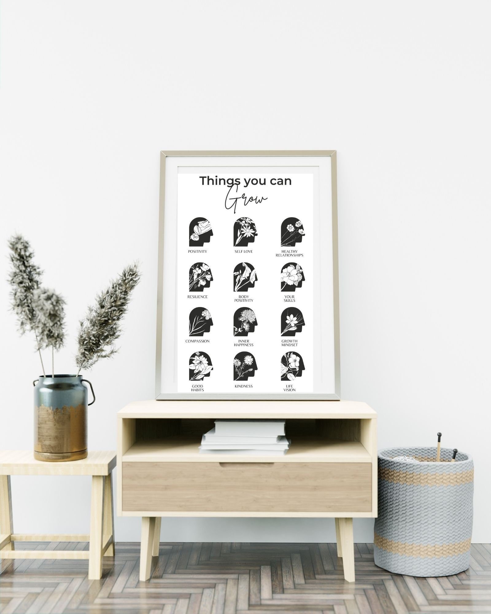 Things You Can Grow Affirmations(Black)Digital Print Poster,Therapy Poster, Office/Wall/RoomDecor, Counselor 8x10, 11x14,16x20, 18x24,&24x30