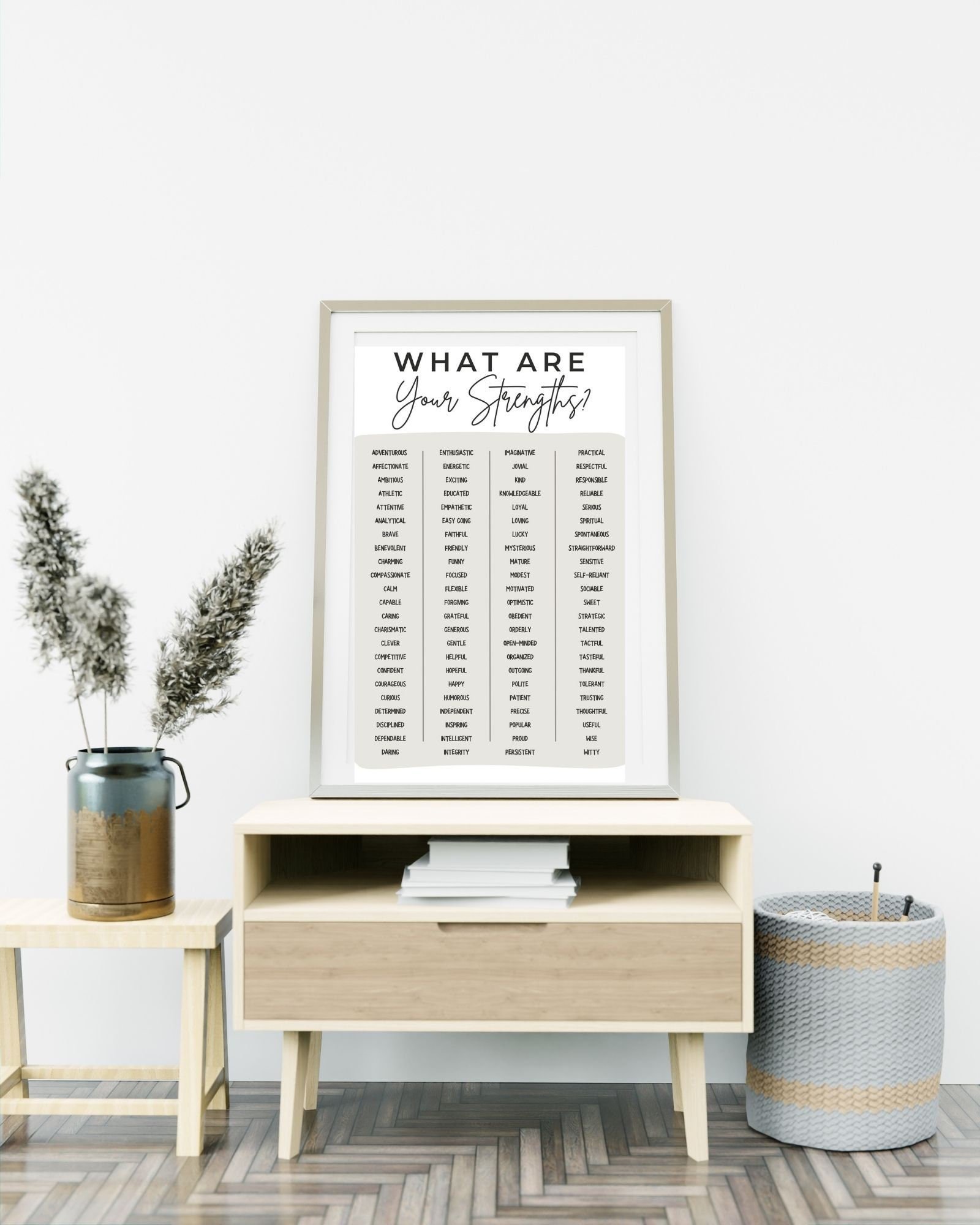 What Are Your Strengths (Gray) Digital Print Poster,Therapy Poster, Office/Wall/RoomDecor, Counselor 8x10, 11x14,16x20, 18x24,&24x30