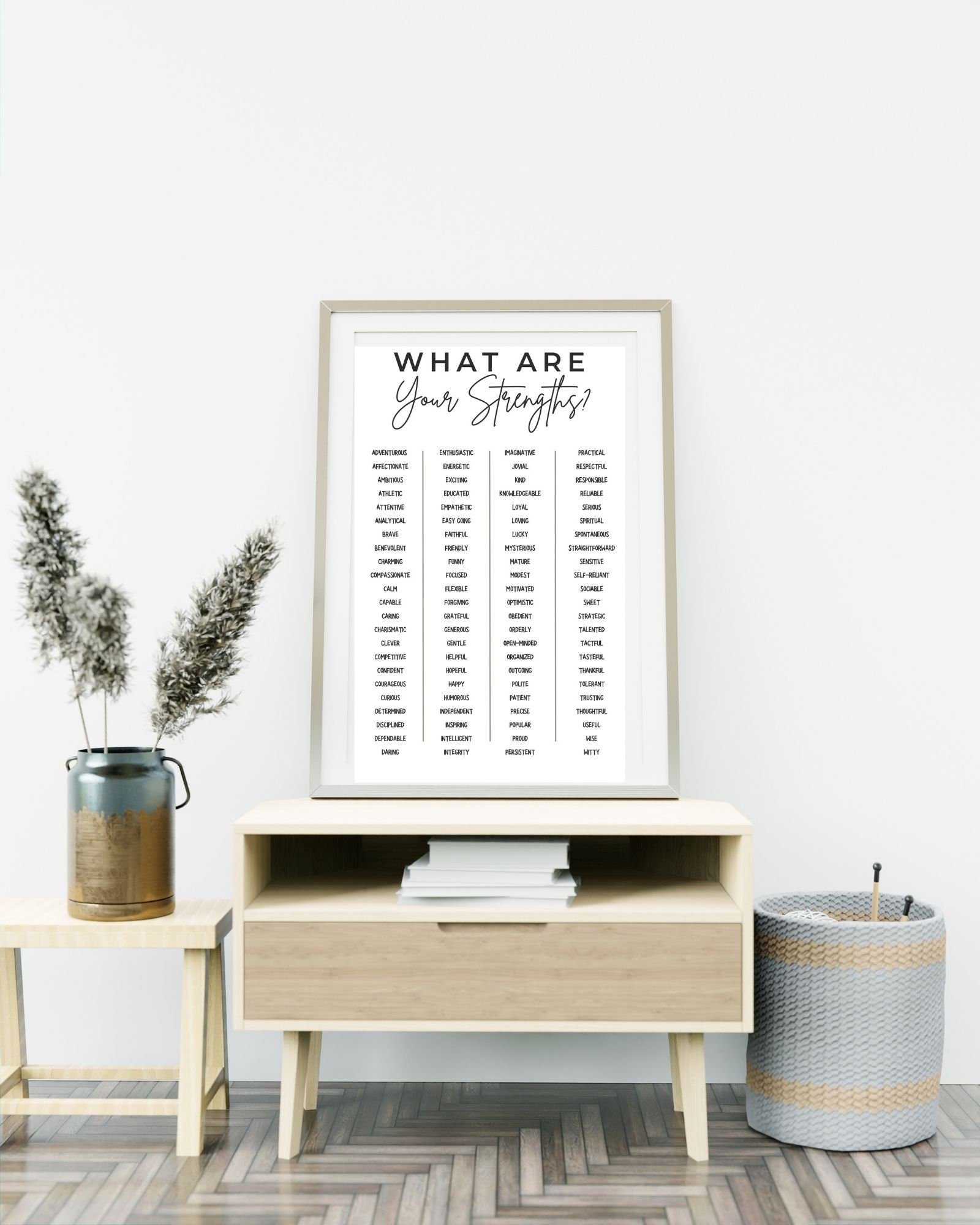 What Are Your Strengths (White) Digital Print Poster,Therapy Poster, Office/Wall/RoomDecor, Counselor 8x10, 11x14,16x20, 18x24,&24x30