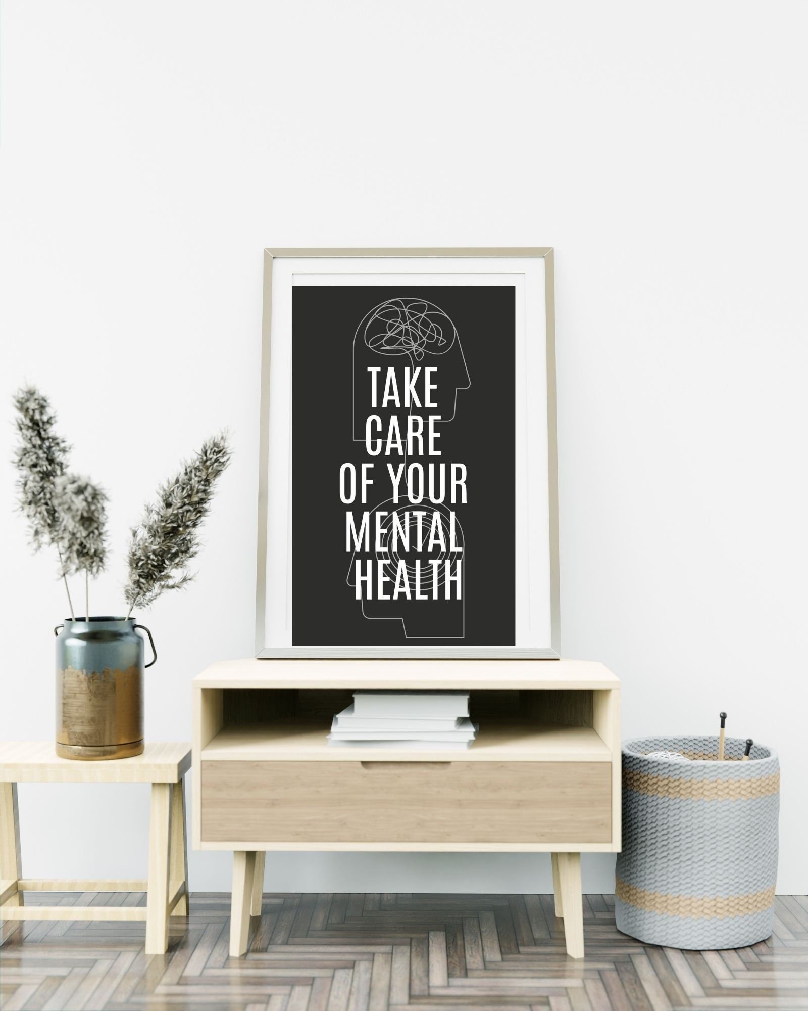Take Care of Your Mental Health(black) Digital Print Poster,Therapy Poster, Office/Wall/RoomDecor, Counselor 8x10, 11x14,16x20, 18x24,&24x30