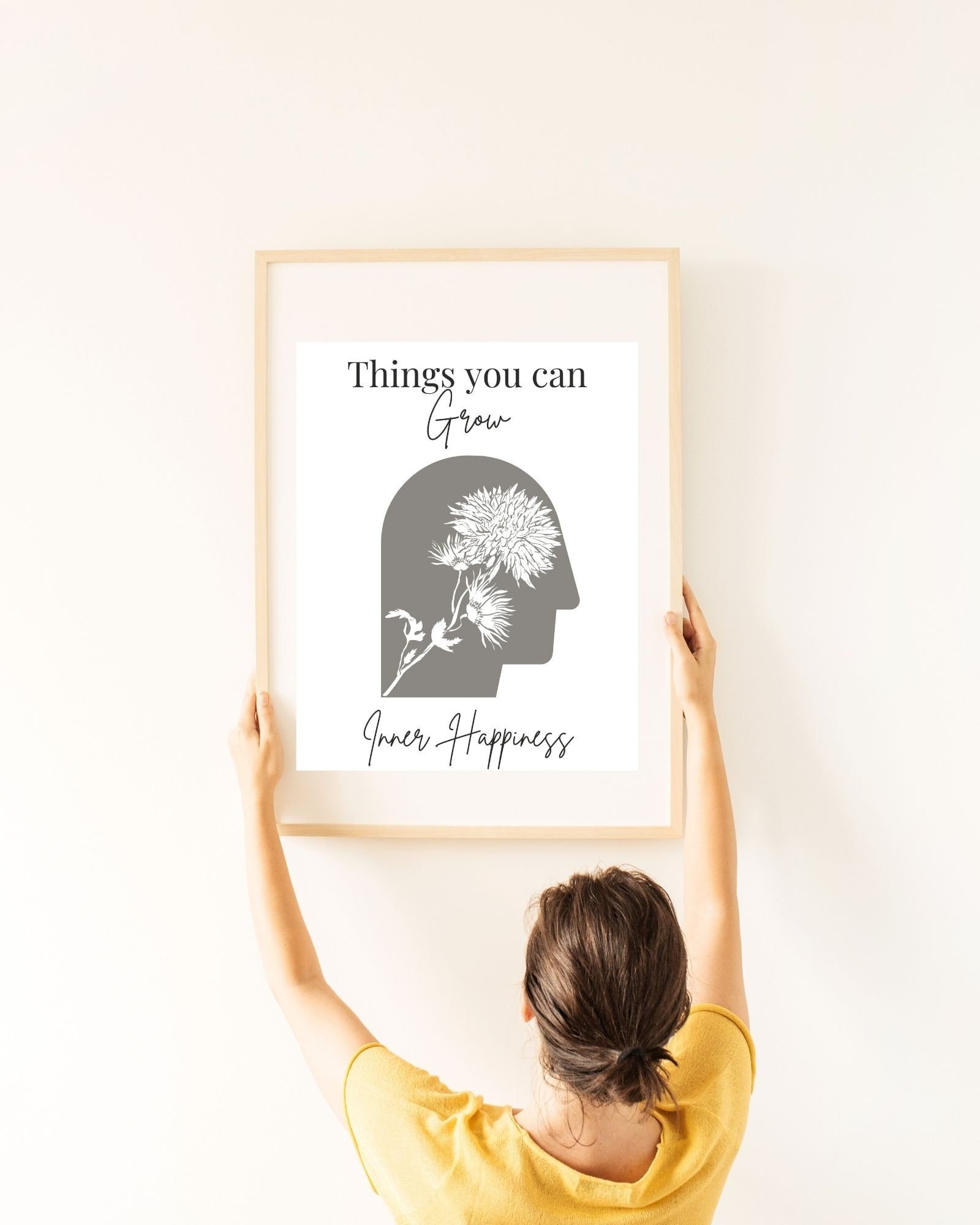 Can Grow Inner Happiness (2 colors) Digital Print,Mental Health/ Psychology/Positivity/Office & Wall Art Decor,Therapist/Counselors/Coach's