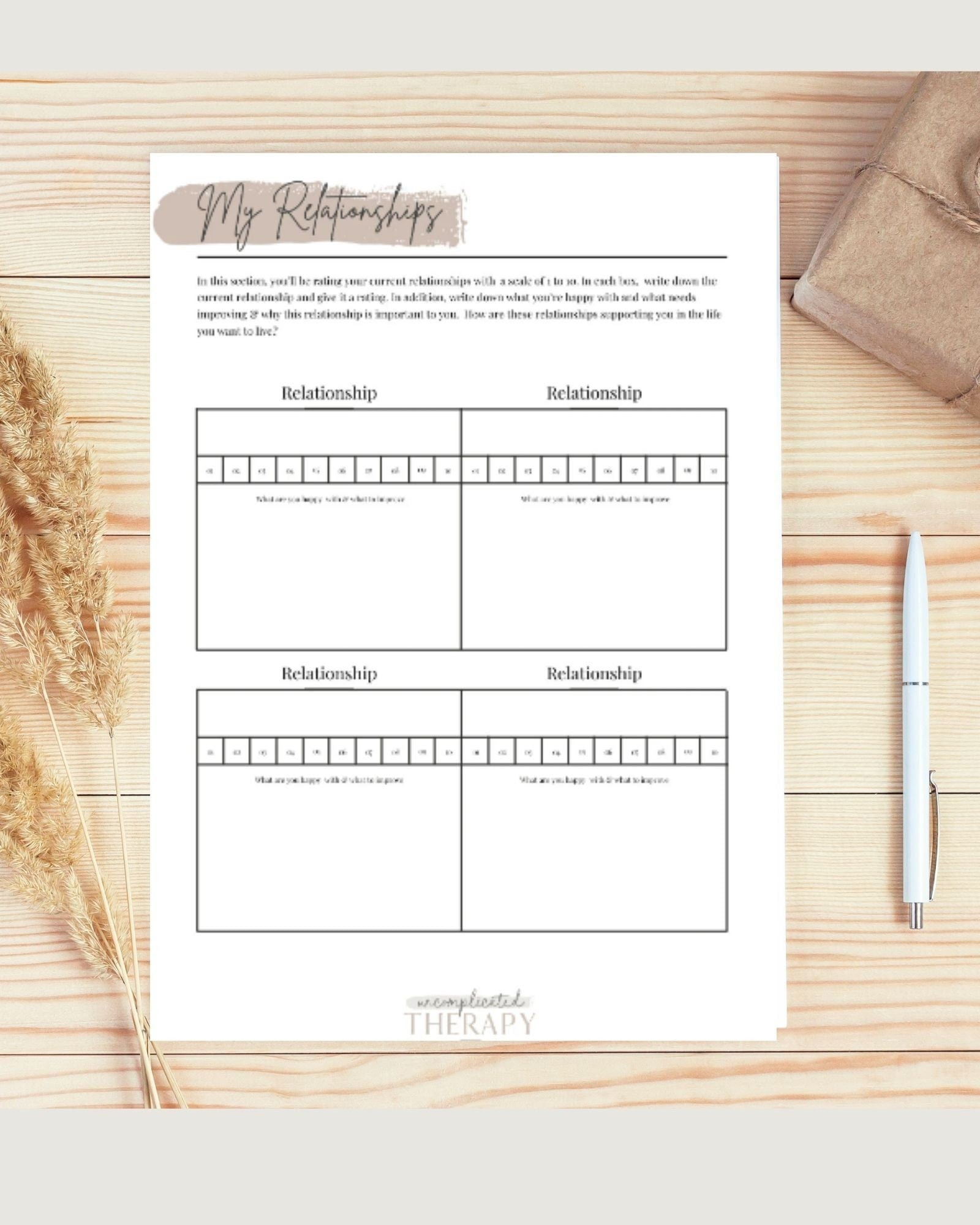 My Relationships Worksheet For Therapists, Counselors, Coaches & Clients