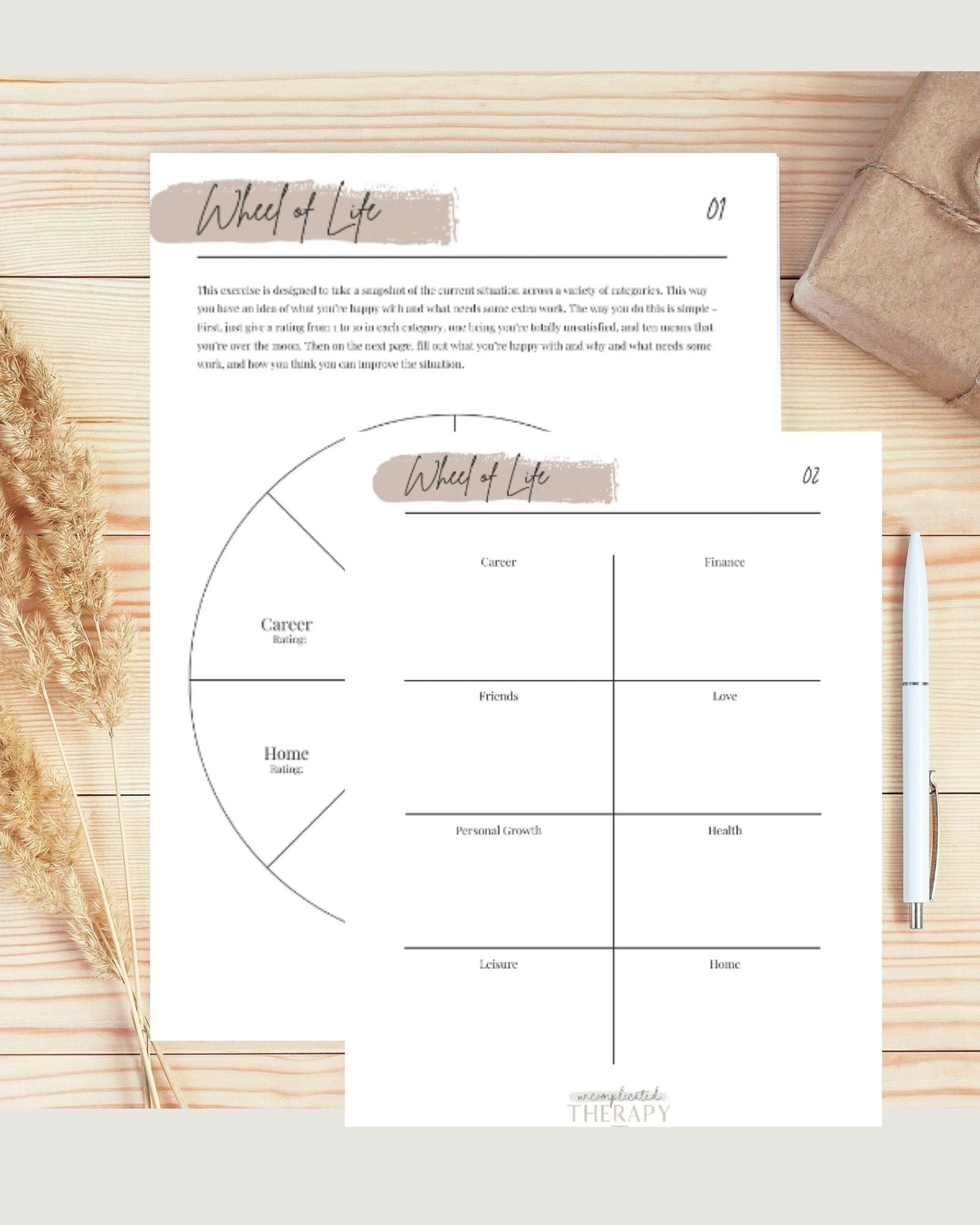 Wheel of Life Worksheets (2) For Therapists, Counselors, Coaches & Clients